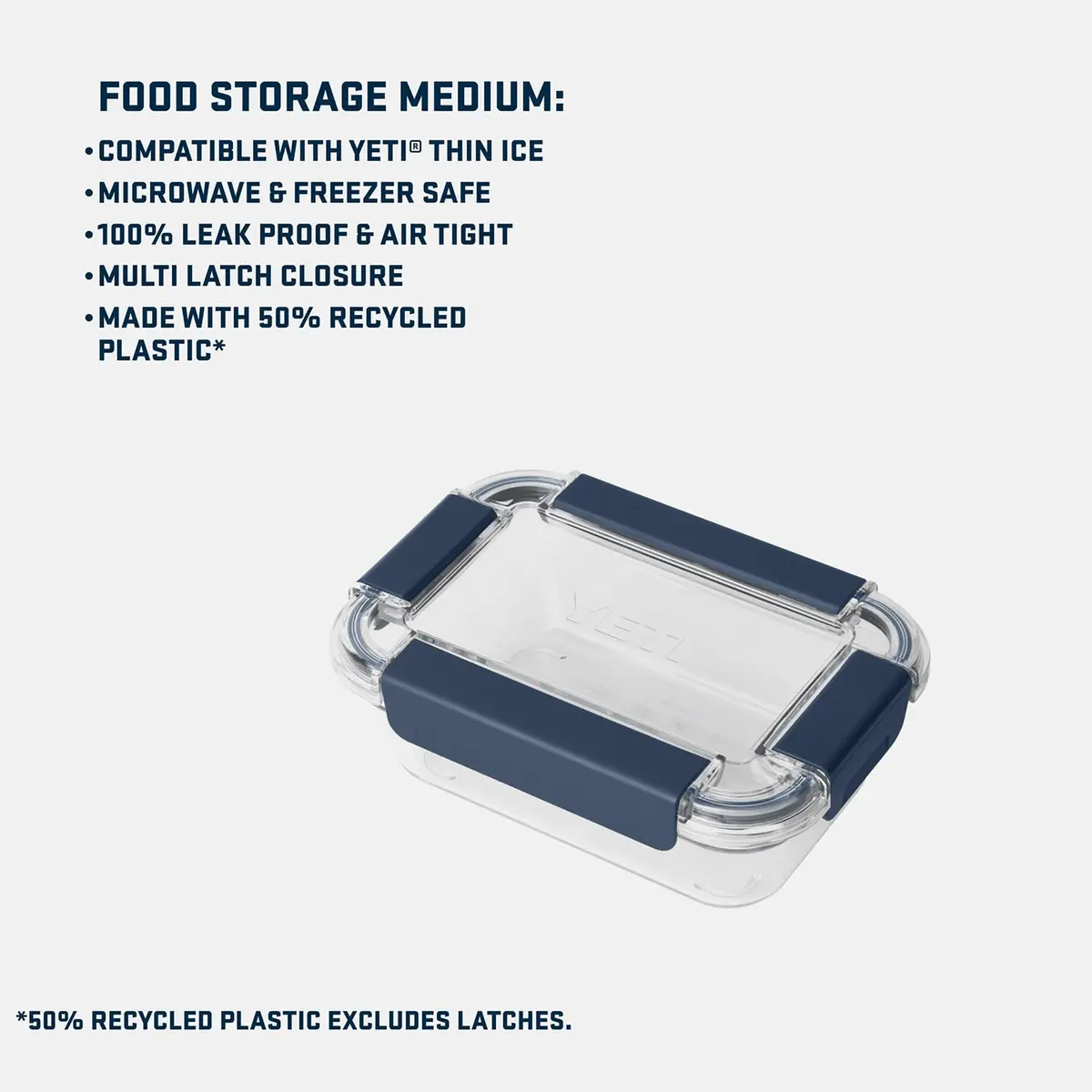 YETI Food Storage Container Medium Navy | Airtight, Leak-Proof, BPA-Free Plastic, 1.9L (7.4" L x 5.1" W x 3" H) - view 4