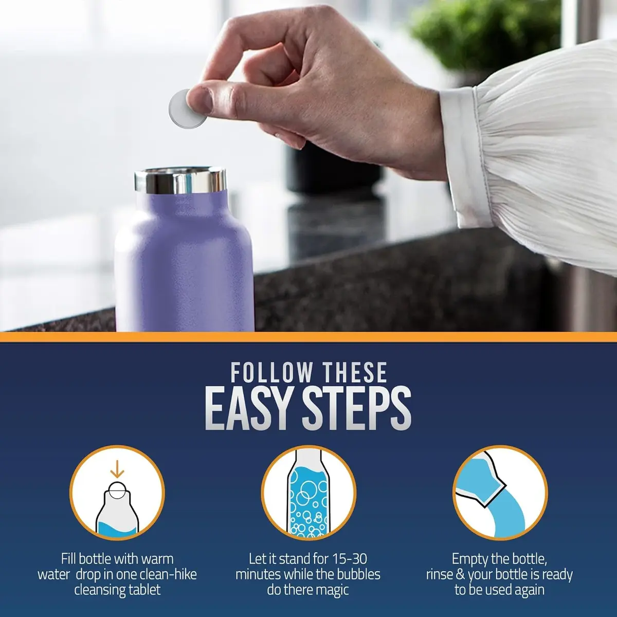 CleanHike Water Bottle Cleaning Tablets 36 Count | Effervescent Formula for Tumblers & Stainless Steel - view 3