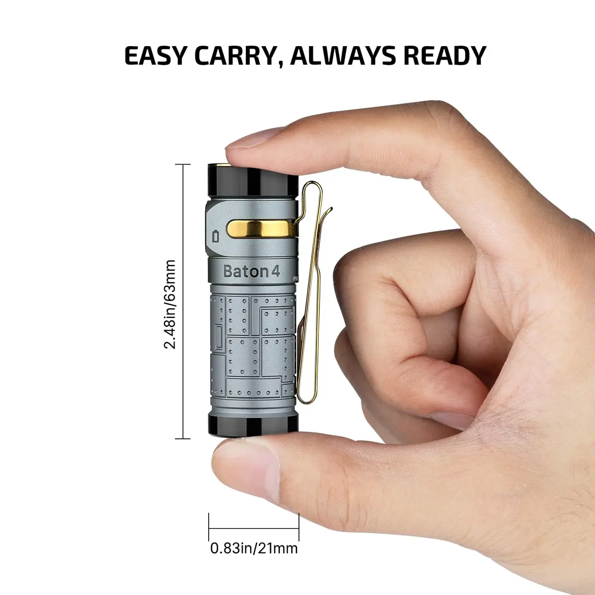 OLIGHT Baton4 Rechargeable LED Flashlight | 1300 Lumens, Compact, 6 Modes, Magnetic Tail, IPX8 Waterproof - view 4