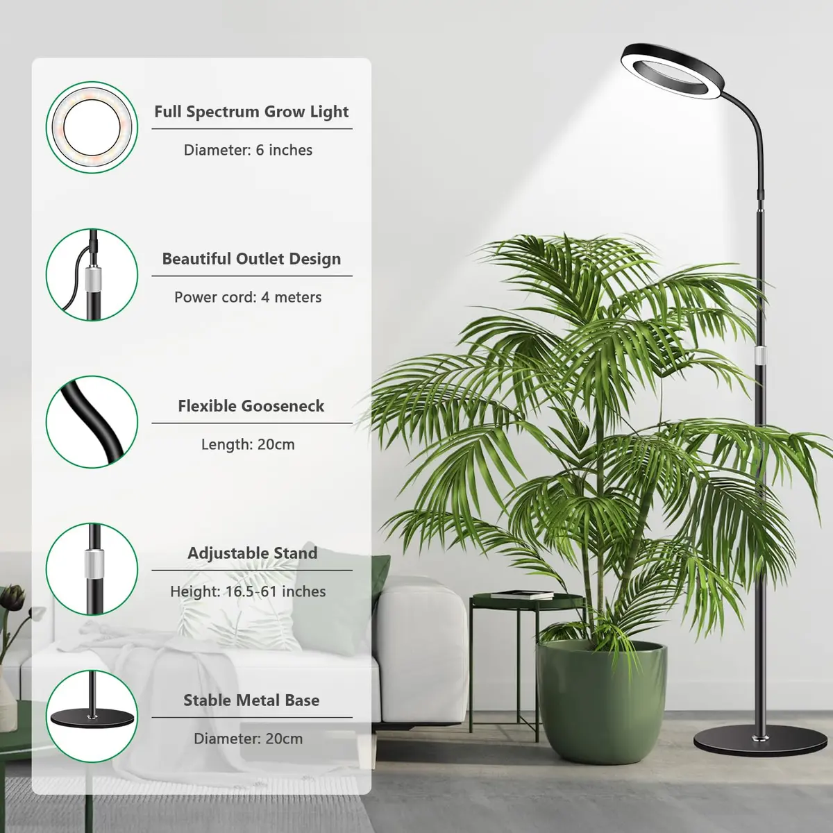 Aumtrly Full Spectrum LED Grow Light with 68-inch Adjustable Stand | 20W LED Plant Lamp - view 4