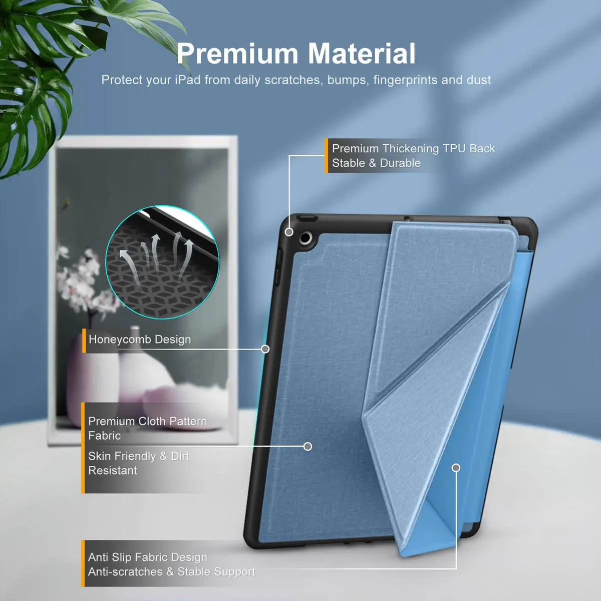 DTTO Foldable Case for iPad 9th/8th/7th Gen 10.2-inch | Auto Sleep/Wake, Pencil Holder, Sky Blue - view 7