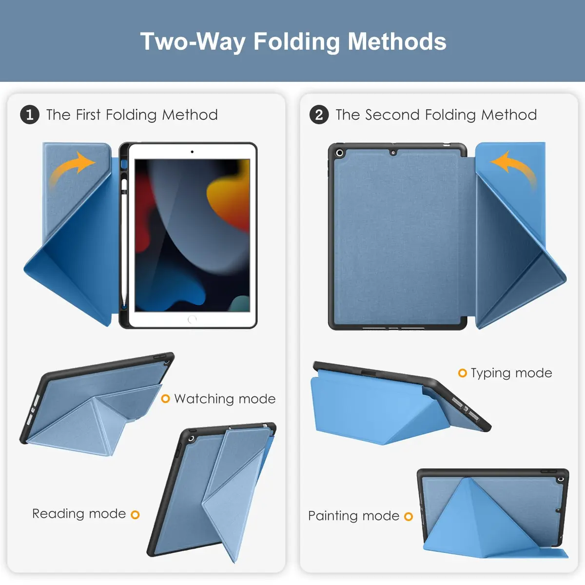 DTTO Foldable Case for iPad 9th/8th/7th Gen 10.2-inch | Auto Sleep/Wake, Pencil Holder, Sky Blue - view 3
