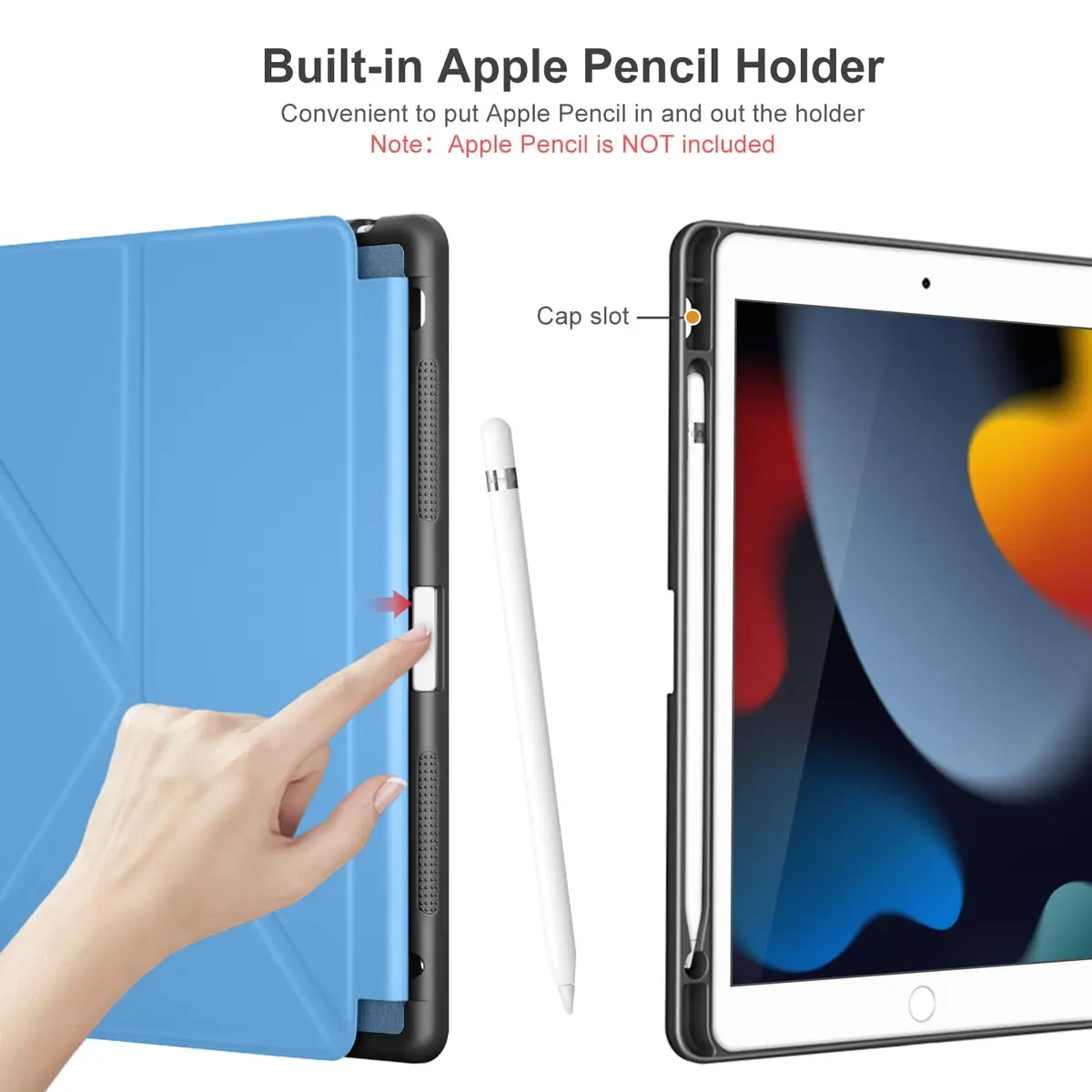 DTTO Foldable Case for iPad 9th/8th/7th Gen 10.2-inch | Auto Sleep/Wake, Pencil Holder, Sky Blue - view 4
