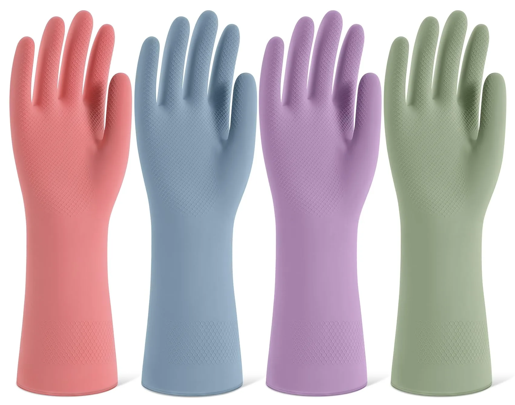 SIFANGKE Rubber Cleaning Gloves with Flocked Lining, 4 Pairs Small Size | Protects Hands from Harsh Chemicals - main product image
