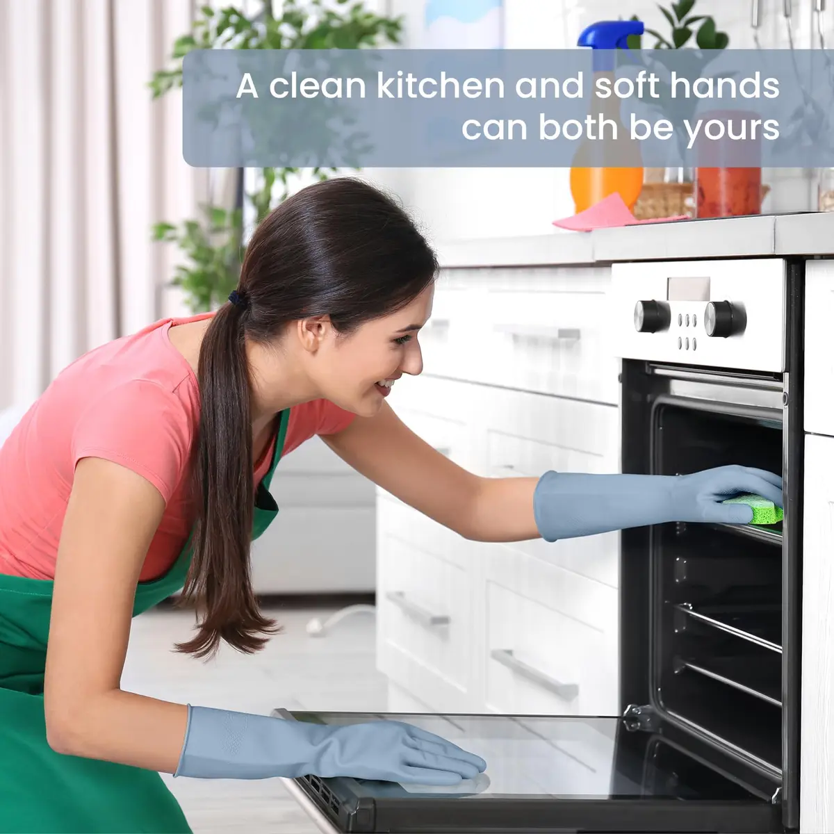 SIFANGKE Rubber Cleaning Gloves for Dishwashing 4 Pairs | Reusable Kitchen Gloves with Flocked Lining & Non-Slip Grip (Medium) - view 6