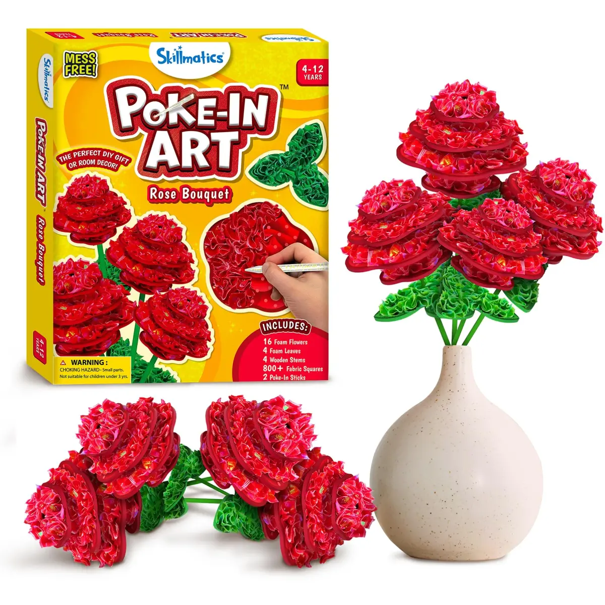 Skillmatics Poke-in Art Rose Bouquet Wood Craft Kit | Mess-Free DIY Activity for Kids Ages 4-9 - main product image
