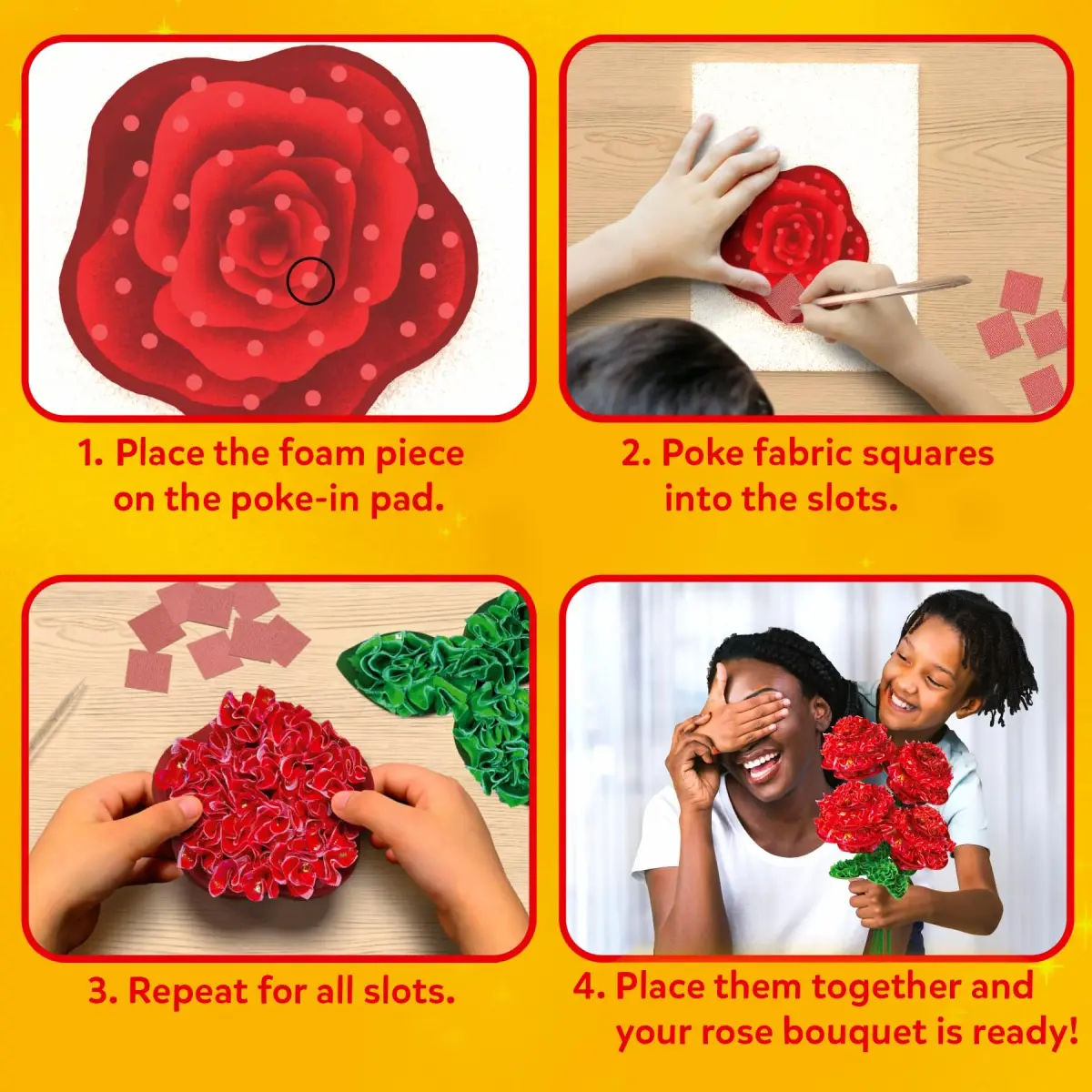 Skillmatics Poke-in Art Rose Bouquet Wood Craft Kit | Mess-Free DIY Activity for Kids Ages 4-9 - view 4