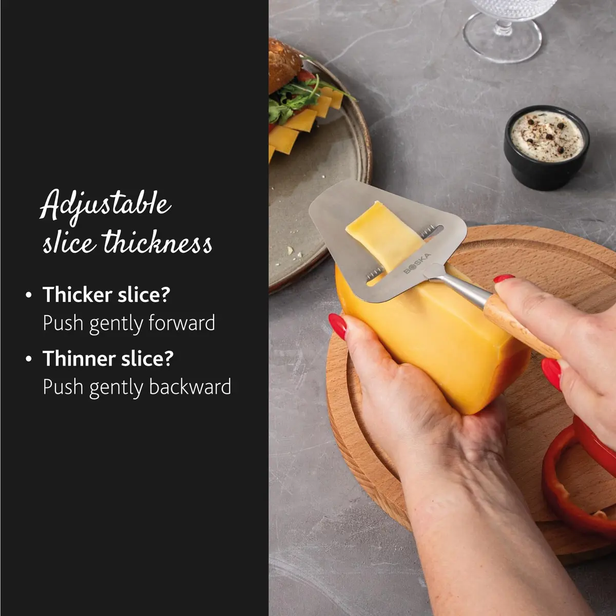 BOSKA Amigo Cheese Slicer with Beech Wood Handle & Stainless Steel Blade | 25.5 cm (9.84 inches) - view 5
