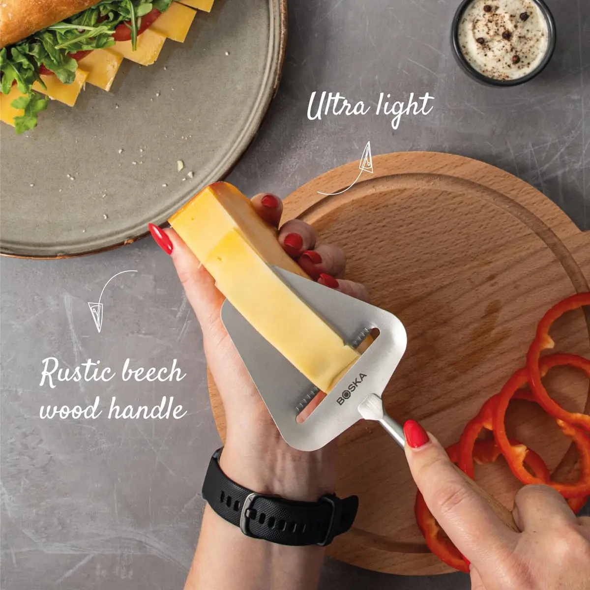 BOSKA Amigo Cheese Slicer with Beech Wood Handle & Stainless Steel Blade | 25.5 cm (9.84 inches) - view 6