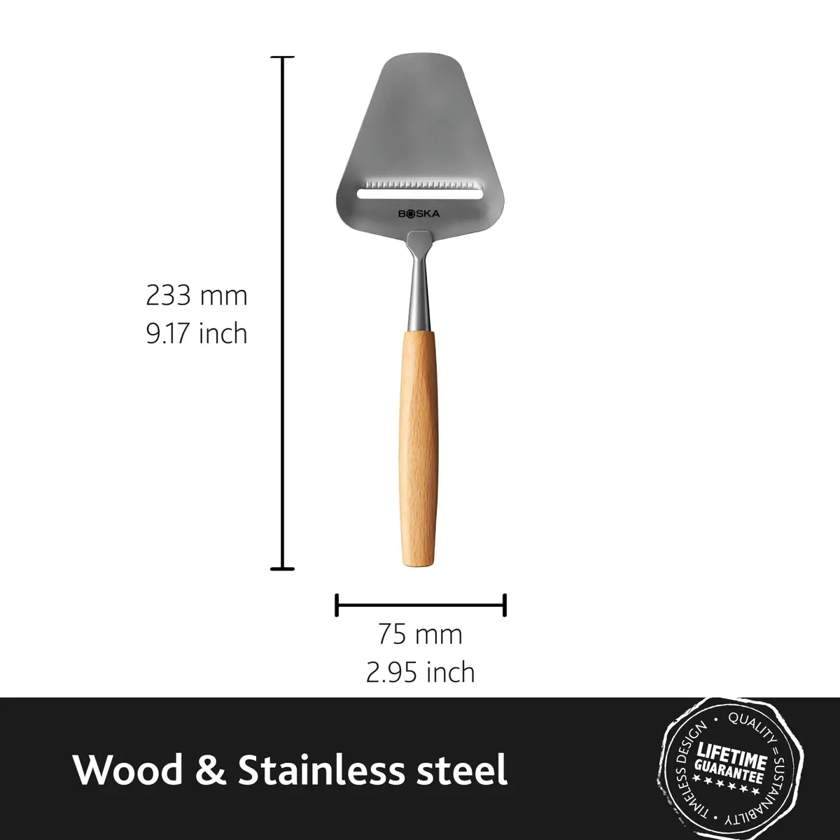 BOSKA Amigo Cheese Slicer with Beech Wood Handle & Stainless Steel Blade | 25.5 cm (9.84 inches) - view 3