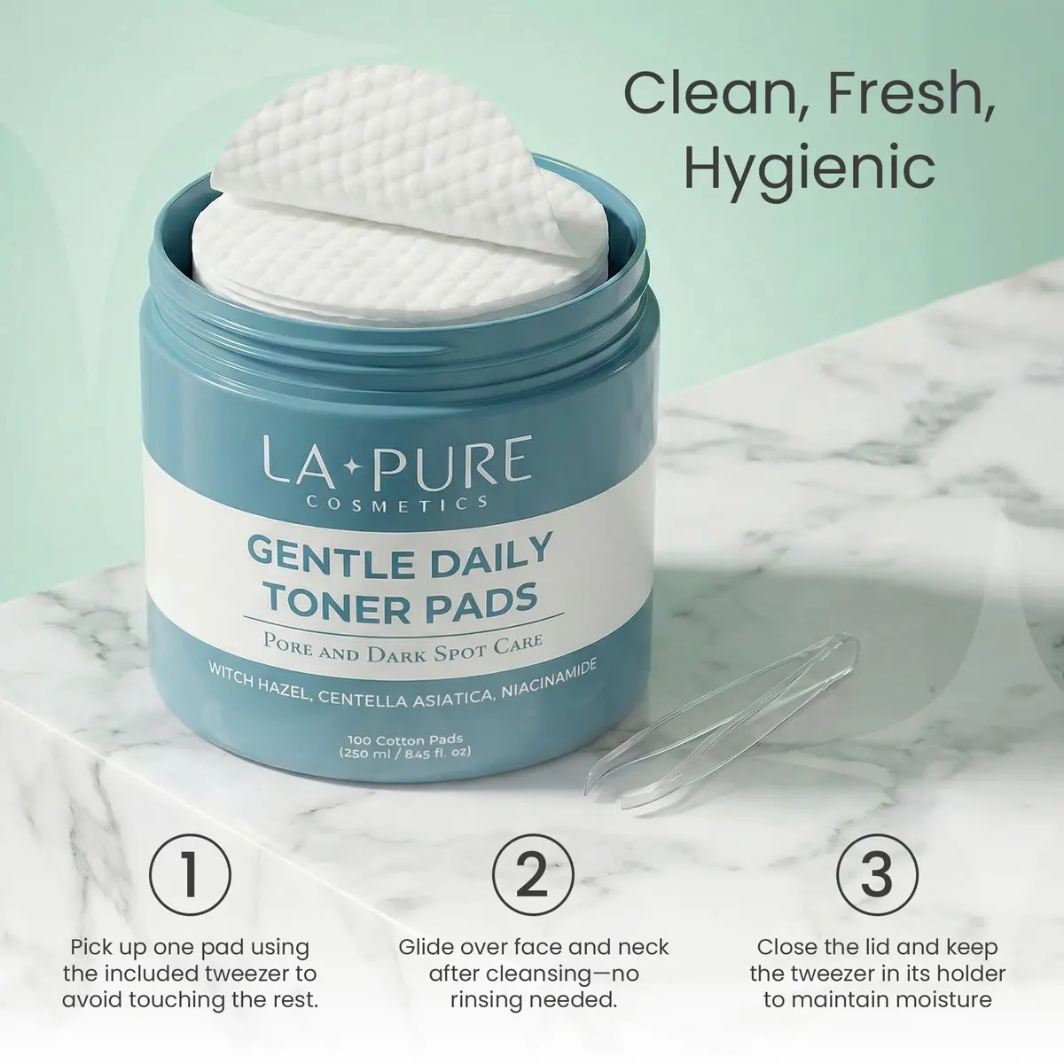 LA PURE Korean Toner Pads for Face, Dark Spots & Dull Skin – 100 Count | Hydrating, Exfoliating, Brightening - view 7