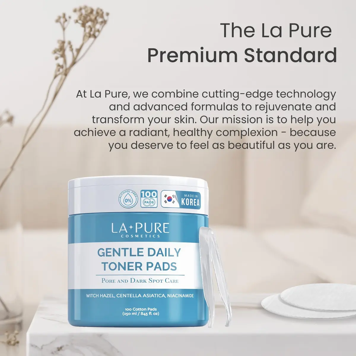 LA PURE Korean Toner Pads for Face, Dark Spots & Dull Skin – 100 Count | Hydrating, Exfoliating, Brightening - view 9