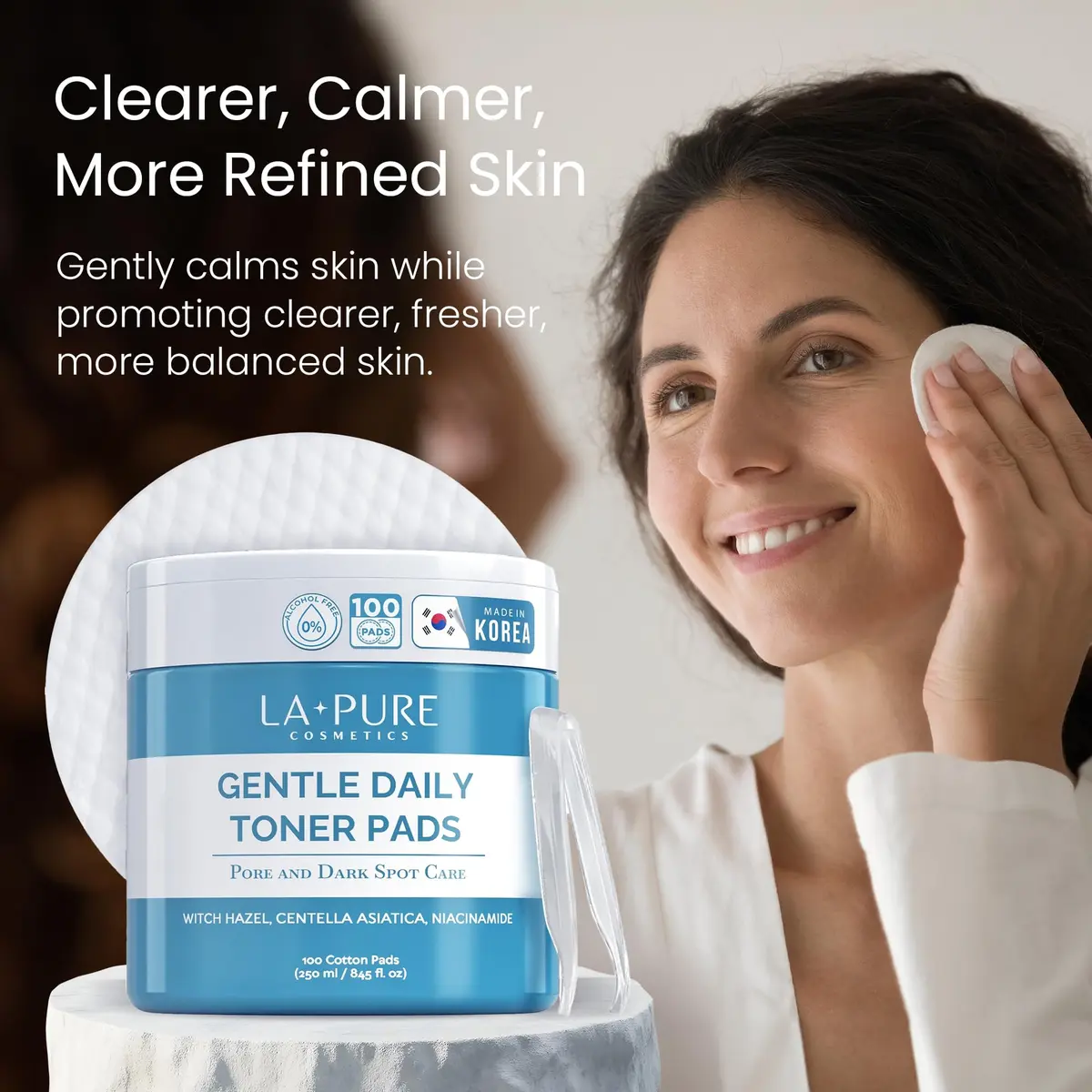 LA PURE Korean Toner Pads for Face, Dark Spots & Dull Skin – 100 Count | Hydrating, Exfoliating, Brightening - view 2