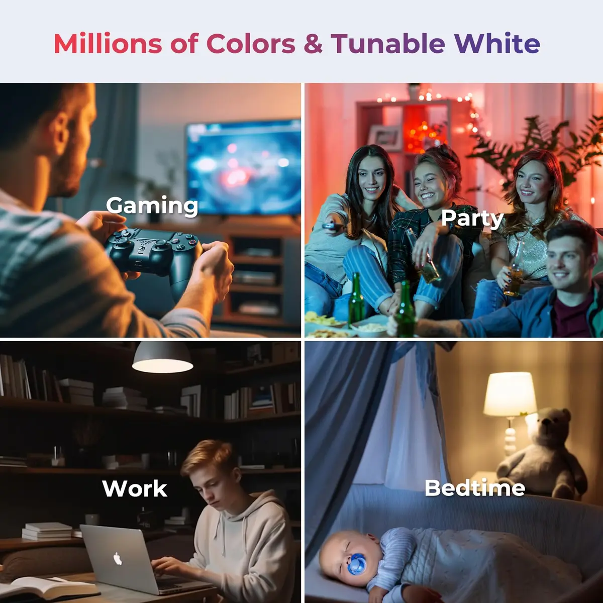 THIRDREALITY Zigbee Smart Color Bulb ZL1 A19 RGBCW LED 800 Lumens (4-Pack) | Tunable White 2700K-6500K - view 5