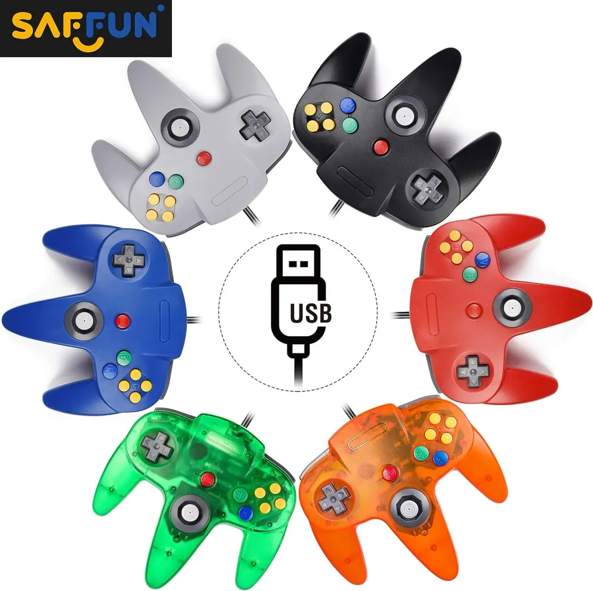 SAFFUN 2 Pack Classic N64 Controller Wired USB PC Gamepad 203g (7.2 oz) | Plug & Play for Windows PC macOS Raspberry Pi - view 7