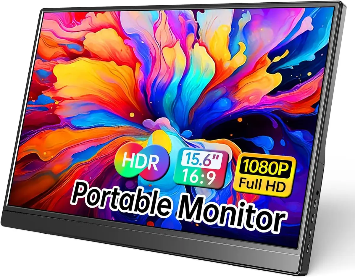 WCV 15.6 Inch Portable Monitor 1080P USB-C HDMI Ultra-Slim Travel Screen with Kickstand - main product image