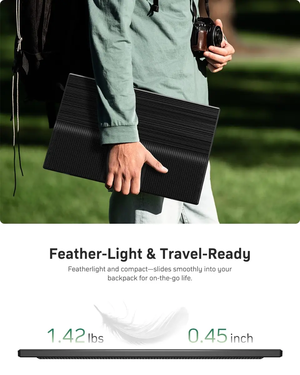 WCV 15.6 Inch Portable Monitor 1080P USB-C HDMI Ultra-Slim Travel Screen with Kickstand - view 8
