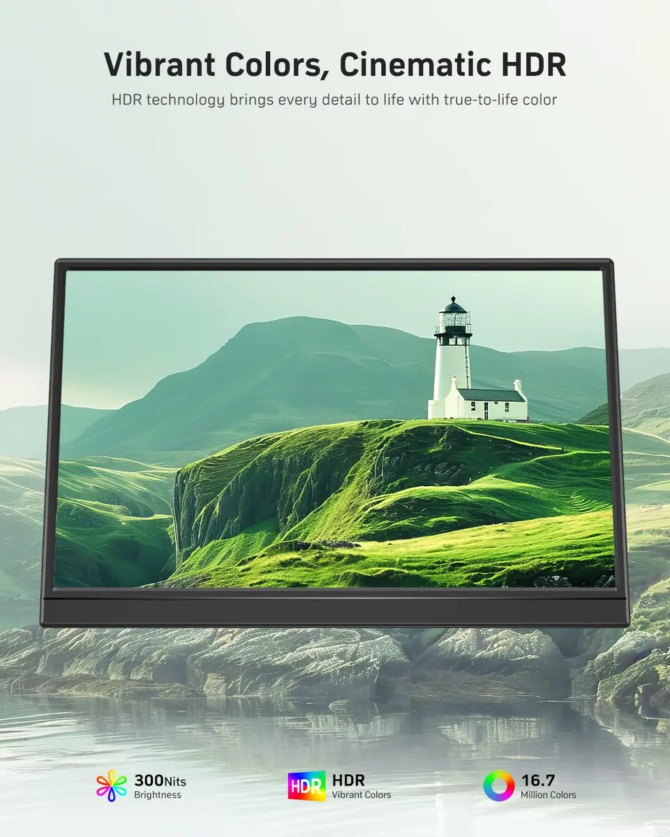 WCV 15.6 Inch Portable Monitor 1080P USB-C HDMI Ultra-Slim Travel Screen with Kickstand - view 2