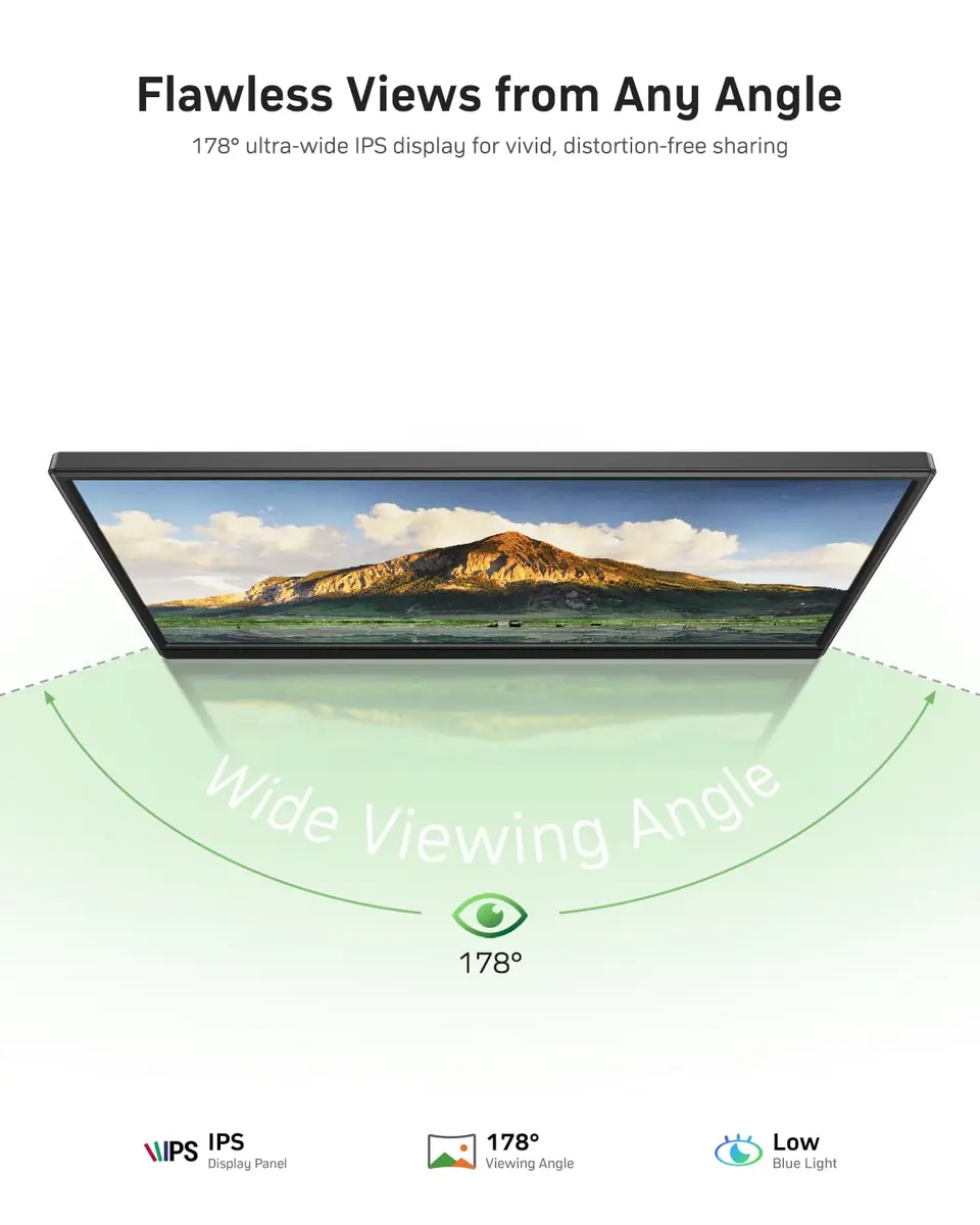 WCV 15.6 Inch Portable Monitor 1080P USB-C HDMI Ultra-Slim Travel Screen with Kickstand - view 3