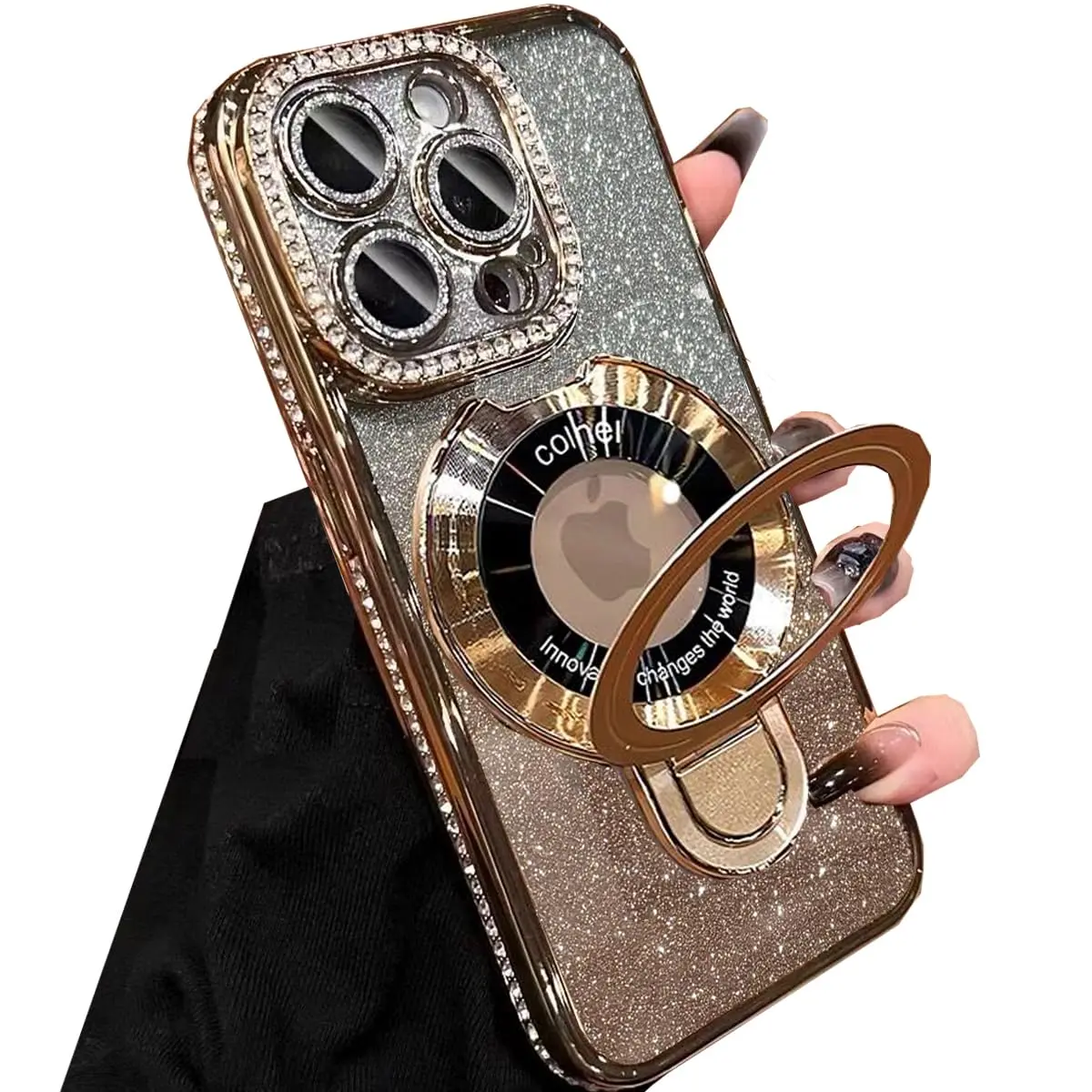 Changjia Magnetic Stand Glitter Case for iPhone 16 Pro Max 6.9" | Luxury Rhinestones & Kickstand - view 6