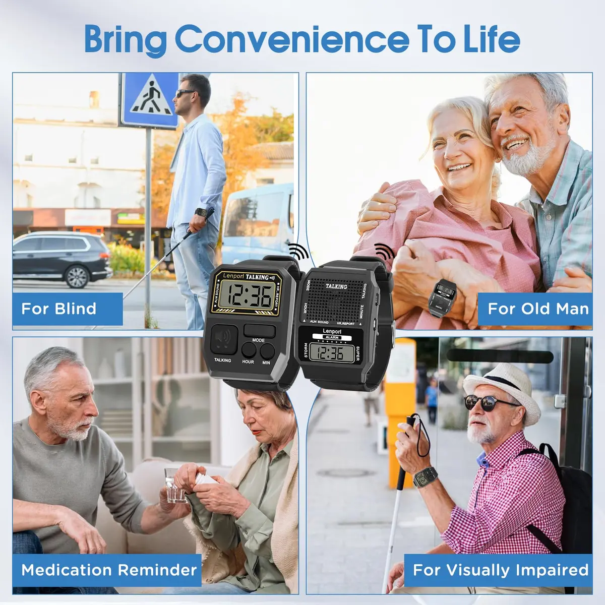 Lenporl Talking Watch 2 Pack, English Voice for Visually Impaired Adults | Large Dial, Easy Operation - view 6