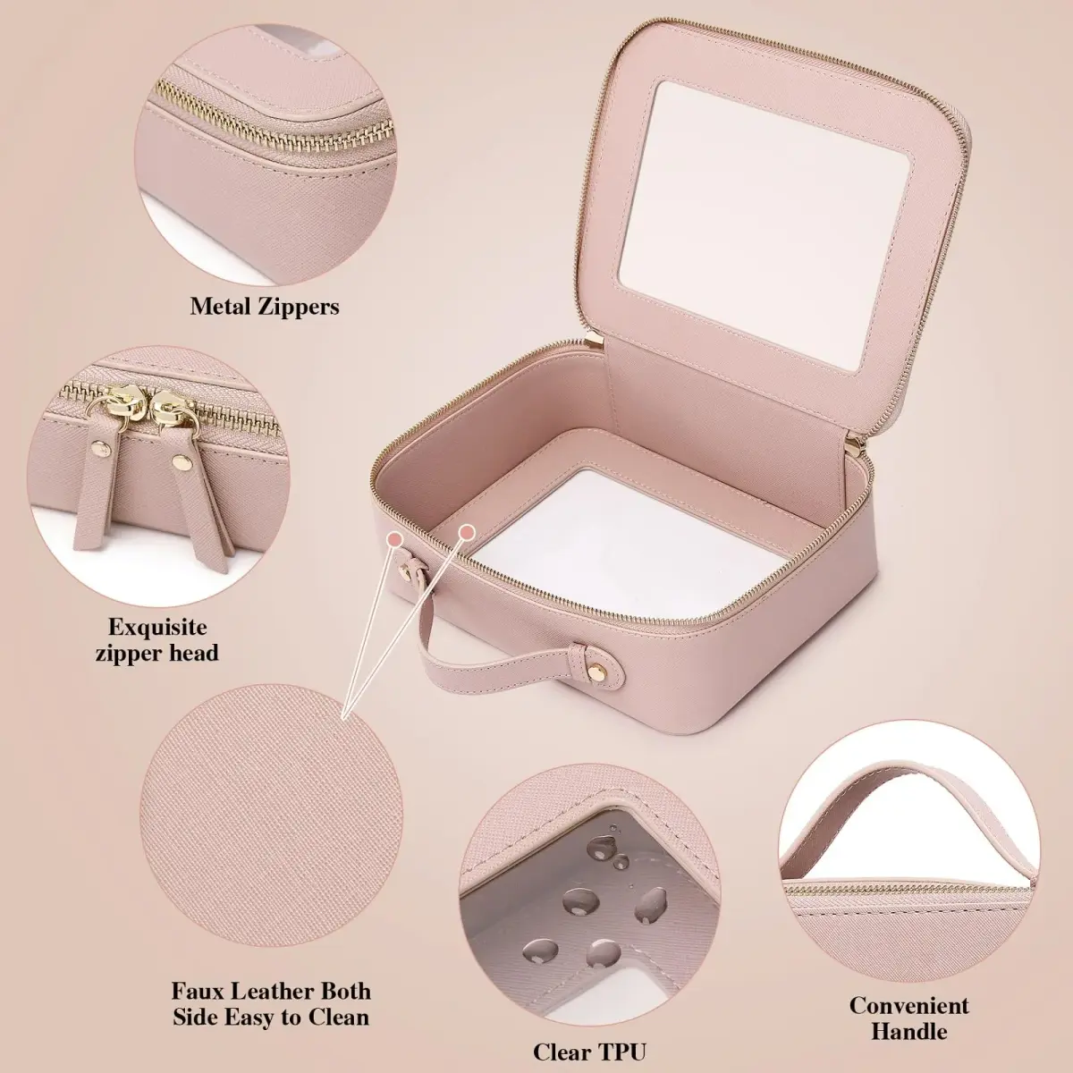 Pinkmik Clear Makeup Bag Set, L+M+MINI (3-Piece) | TSA Approved Travel Cosmetic Case - view 6