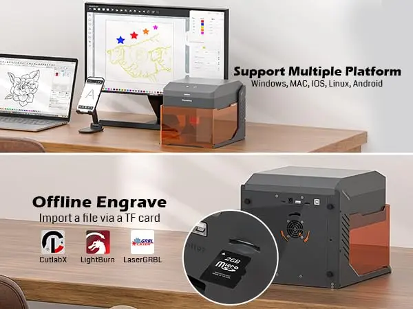 Genmitsu Kiosk 10W Laser Engraver & Cutter with Enclosure | 100x100mm Work Area, 12000mm/min Speed, 0.01mm Precision - view 6