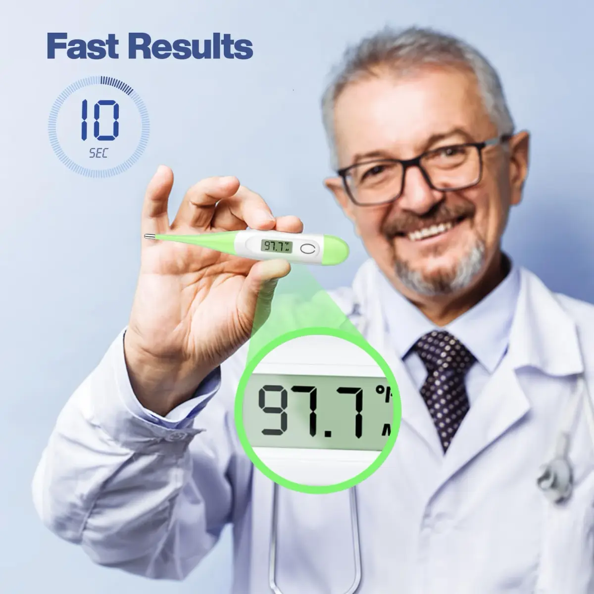 Boncare Digital Thermometer for Adults, Kids & Babies, Light Green | Accurate & Safe Oral and Rectal Thermometer with 10-Second Reading and Fever Alarm - view 2