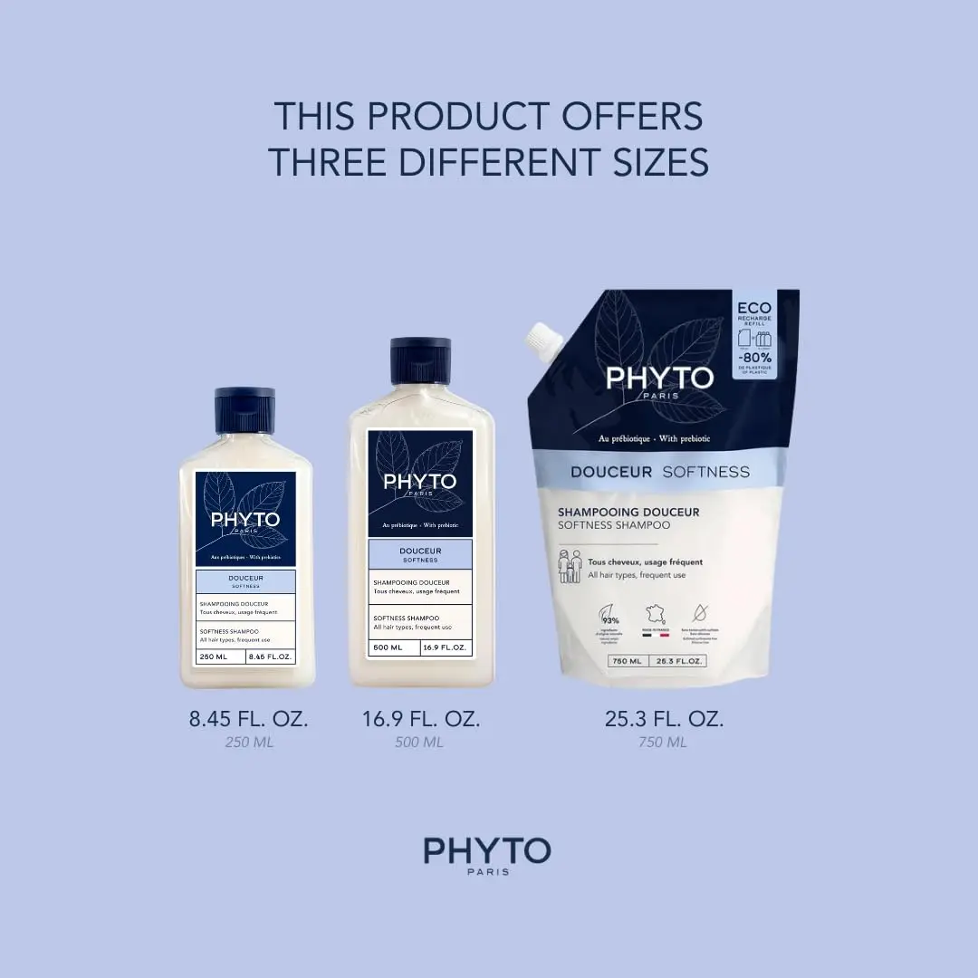 PHYTO Softness Gentle Shampoo 16.9 Fl Oz | Prebiotic & Scalp-Respecting Daily Cleanser - view 5