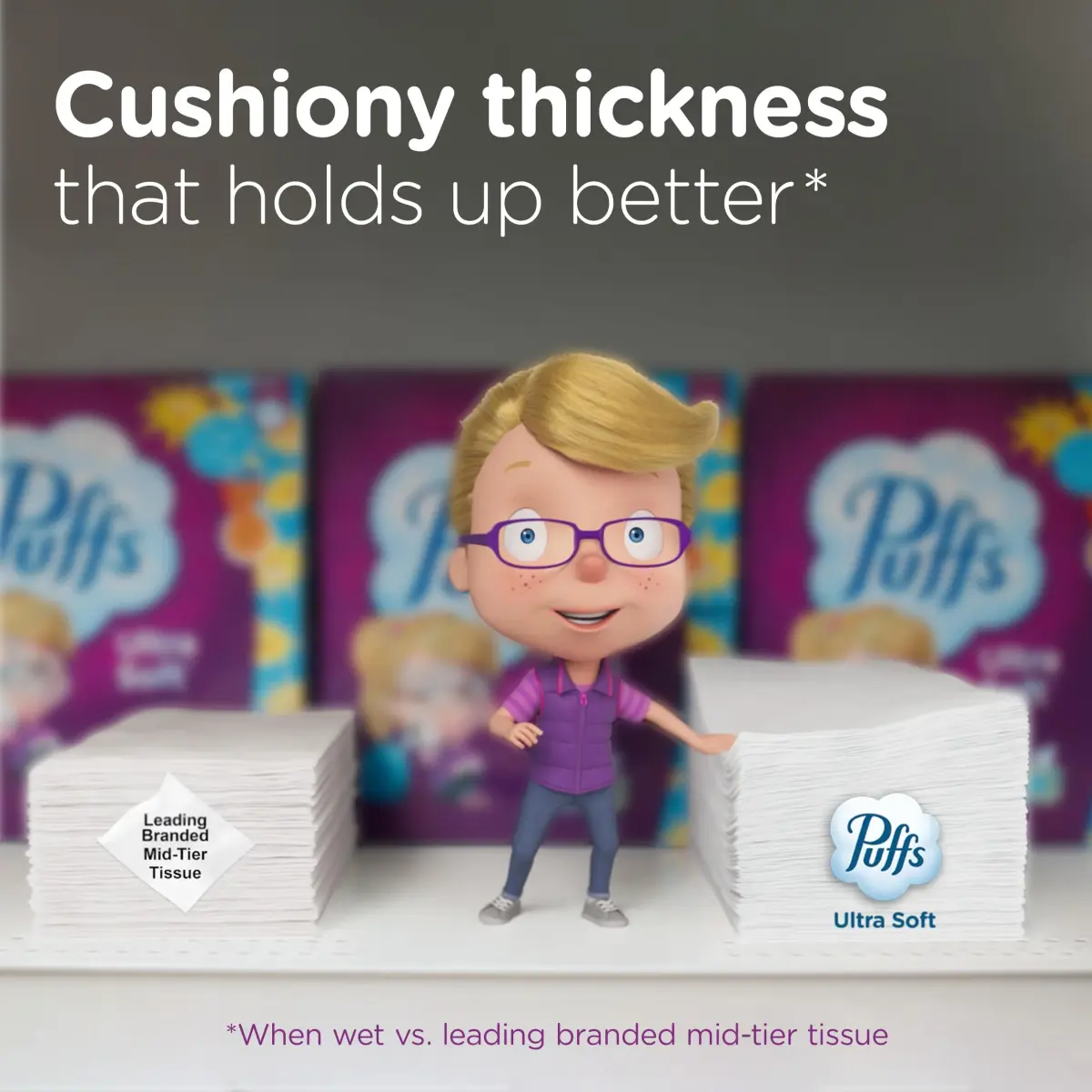 Puffs Ultra Soft Facial Tissues Mega Cube Boxes, 288 Tissues (72 per Box) | Gentle on Sensitive Skin - view 5