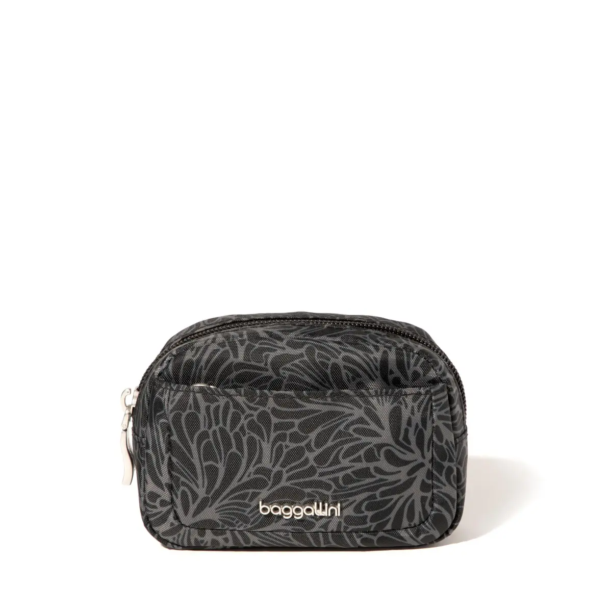 Baggallini Mini Cosmetic Pocket Midnight Blossom Floral Polyester Makeup Bag 8.6cm (3.4in) | Lightweight Travel Organizer - main product image