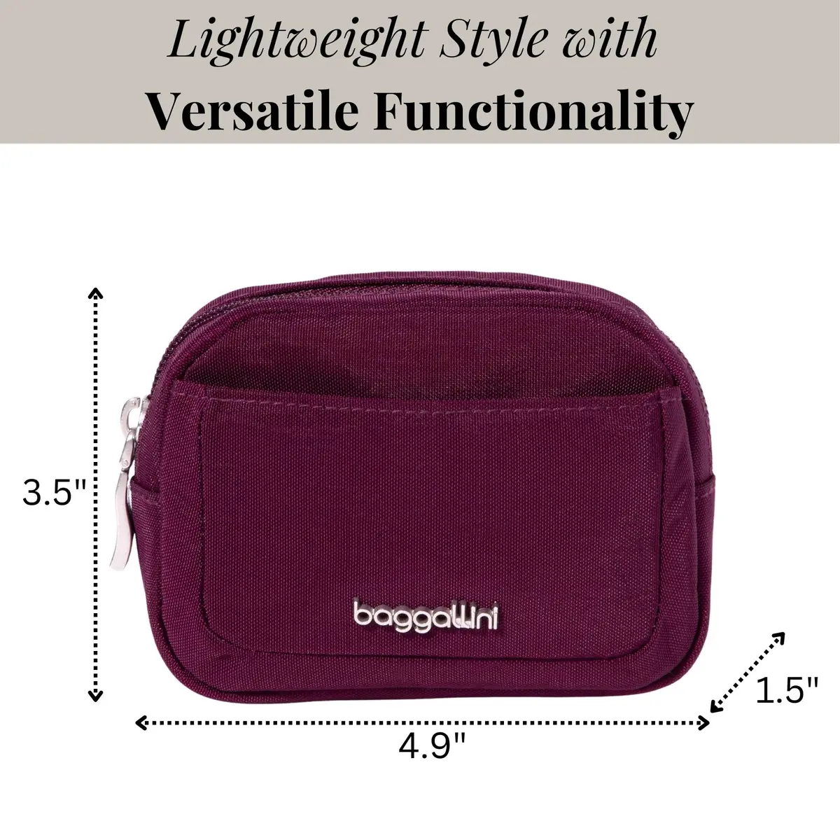 Baggallini Mini Cosmetic Pocket - Lightweight 4.9"W x 3.5"H x 1.5"D Makeup Bag | Mulberry - view 2