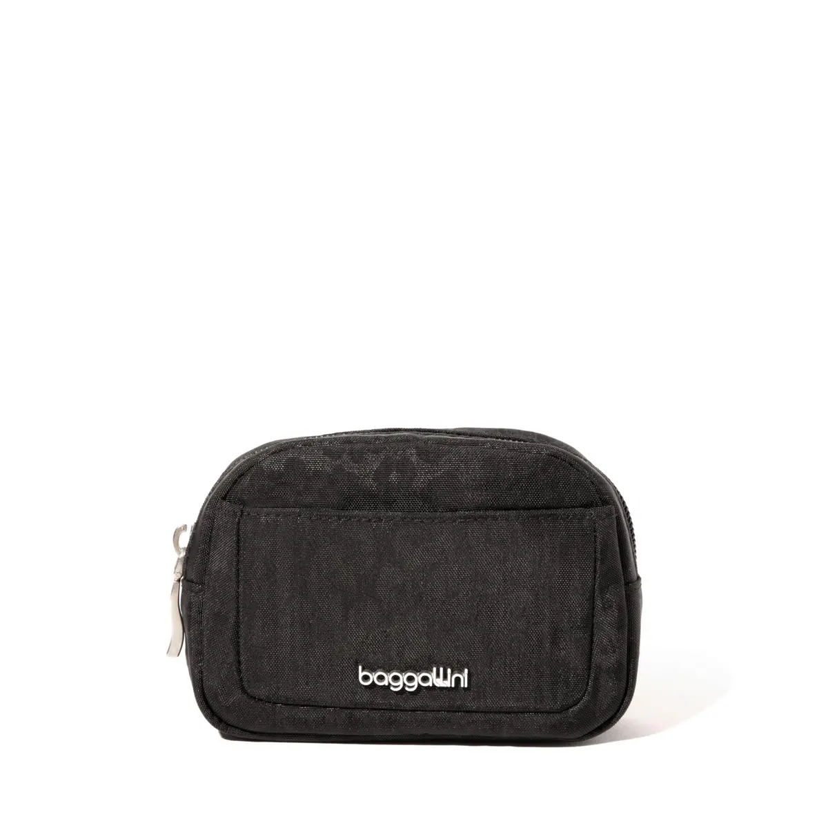 Baggallini Mini Cosmetic Pocket Black Cheetah Emboss 10cm (3.5in) x 15.6cm (4.9in) x 3.1cm (1.5in) | Lightweight Travel Makeup Organizer - main product image