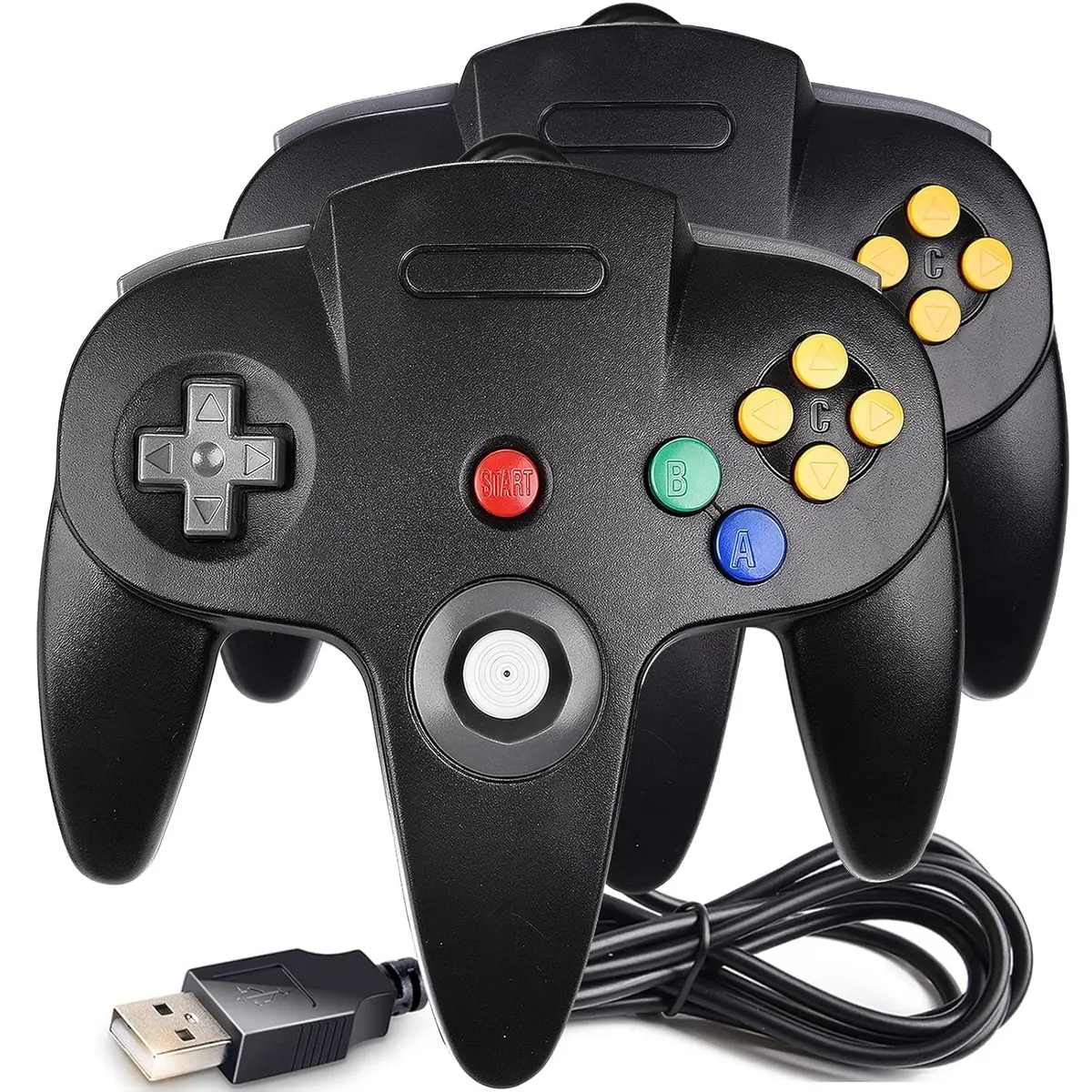 SAFFUN 2 Pack Classic N64 Controller Wired USB Gamepad for PC macOS | 1.8m Cable - main product image