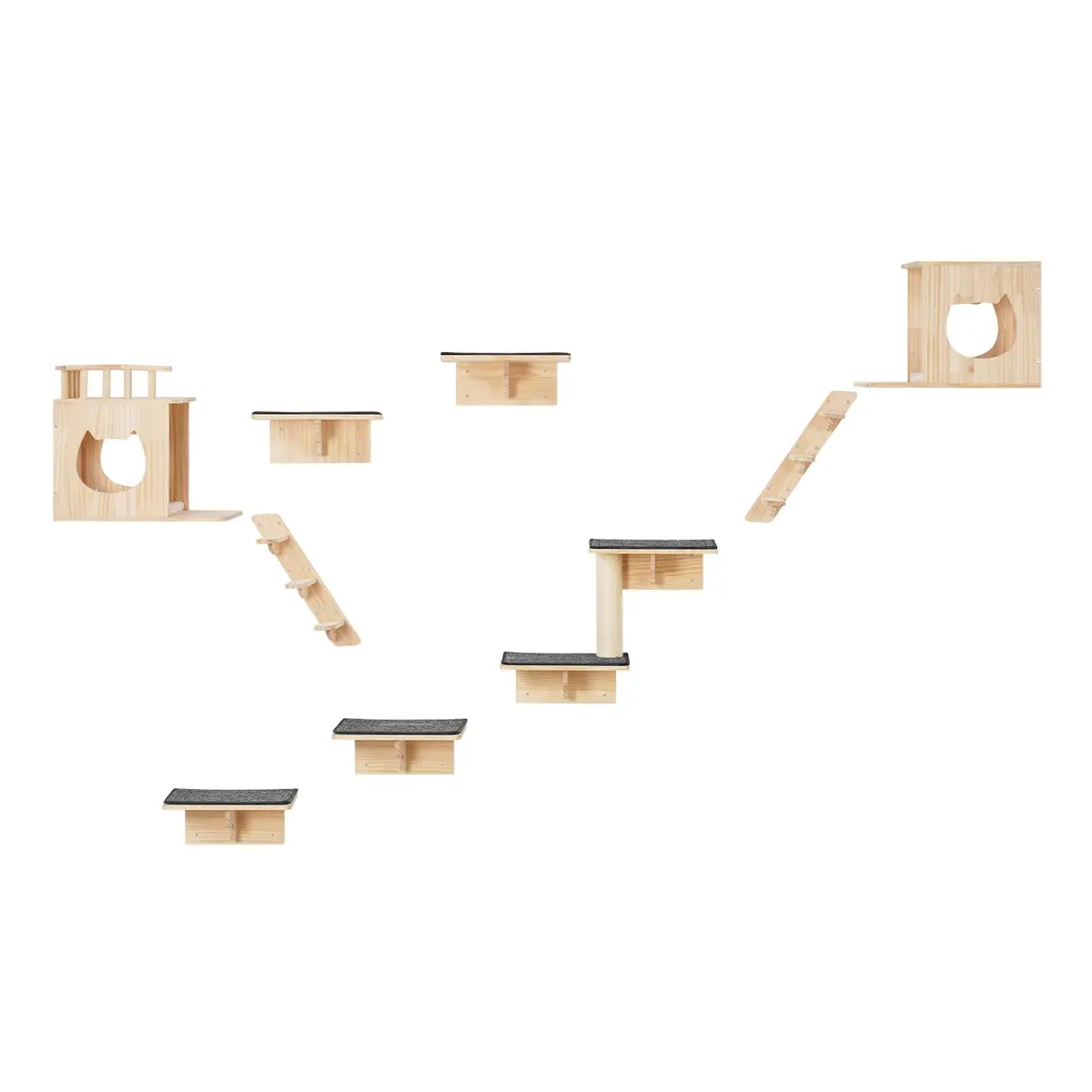 VEVOR Wall Mounted Cat Shelves Set of 9 | Supports 40 lbs, Climbing & Resting - view 9