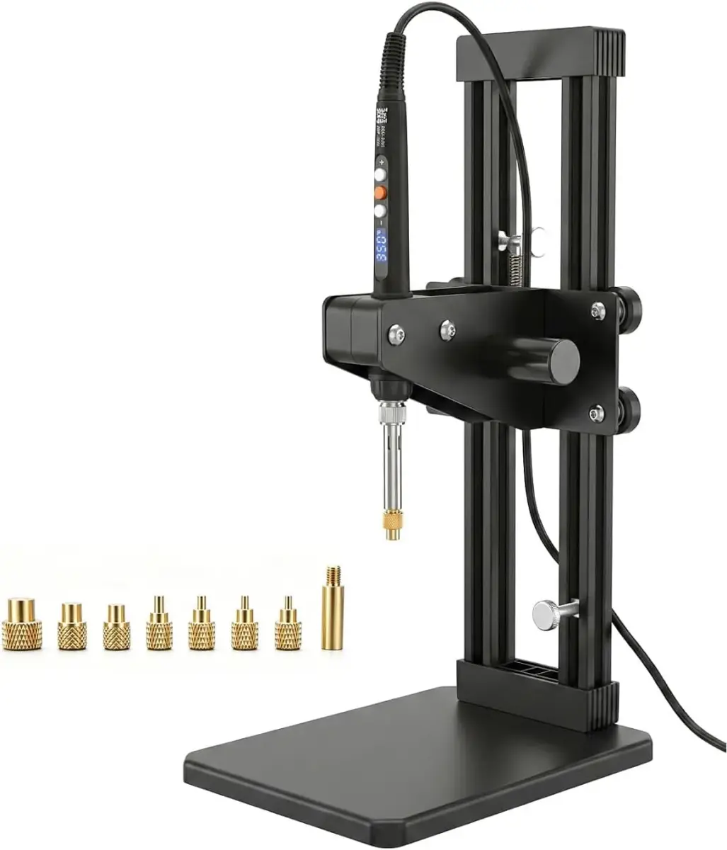 3DZWMAN Vertical Heat Set Insert Tool Press with 60W Soldering Iron & M2-M8 Tips | 210mm Insertion Height - main product image