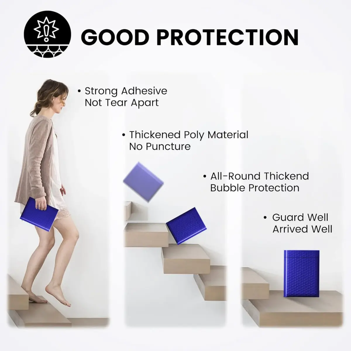 Fuxury Royal Blue Bubble Mailers 6x10 Inch (600 Pack) | Waterproof Padded Envelopes for Small Business - view 6