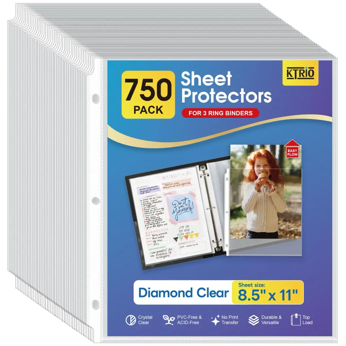 KTRIO Sheet Protectors 8.5 x 11 Inch, 750 Pack | Clear Polypropylene, Top Loading, PVC-Free, Acid-Free - main product image