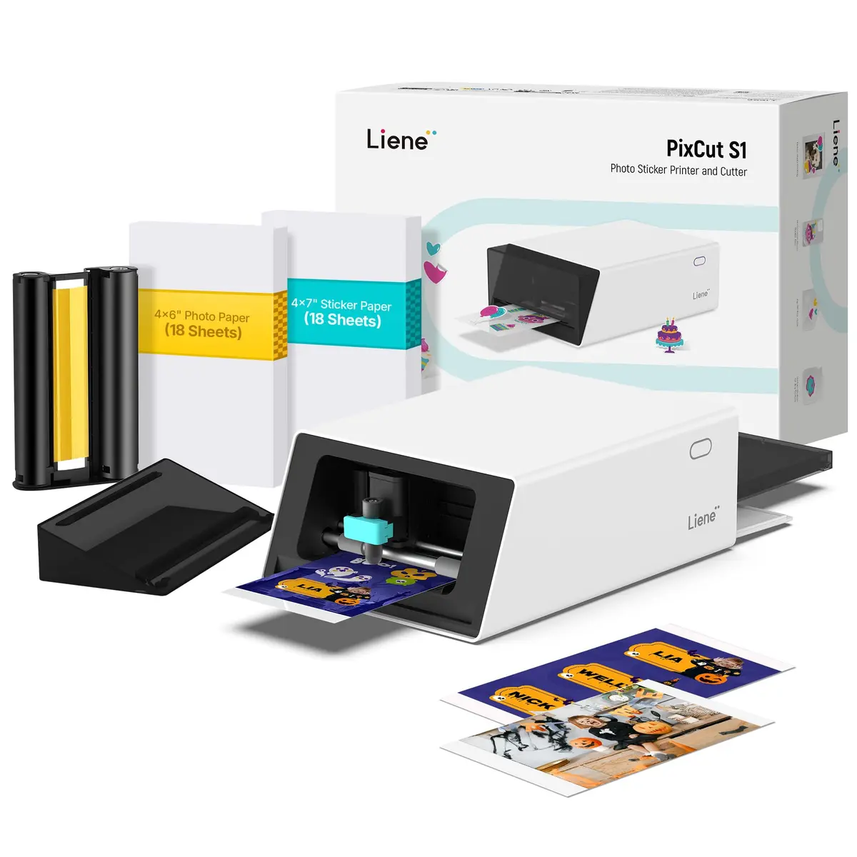 Liene PixCut S1 Color Sticker Printer & Cutting Machine 4x7 in | All-in-One DIY Sticker Maker with AI Auto-Cut - main product image