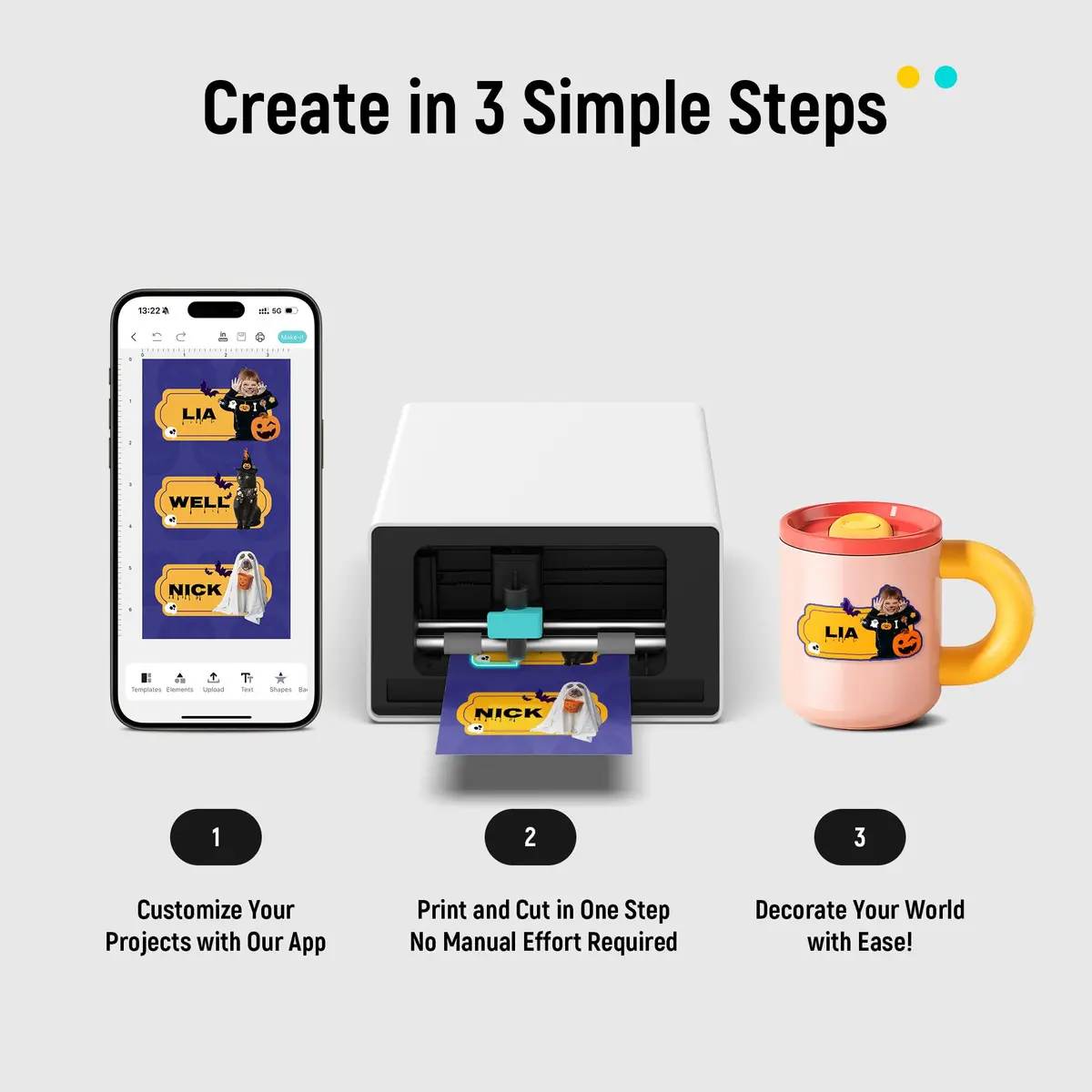 Liene PixCut S1 Color Sticker Printer & Cutting Machine 4x7 in | All-in-One DIY Sticker Maker with AI Auto-Cut - view 3