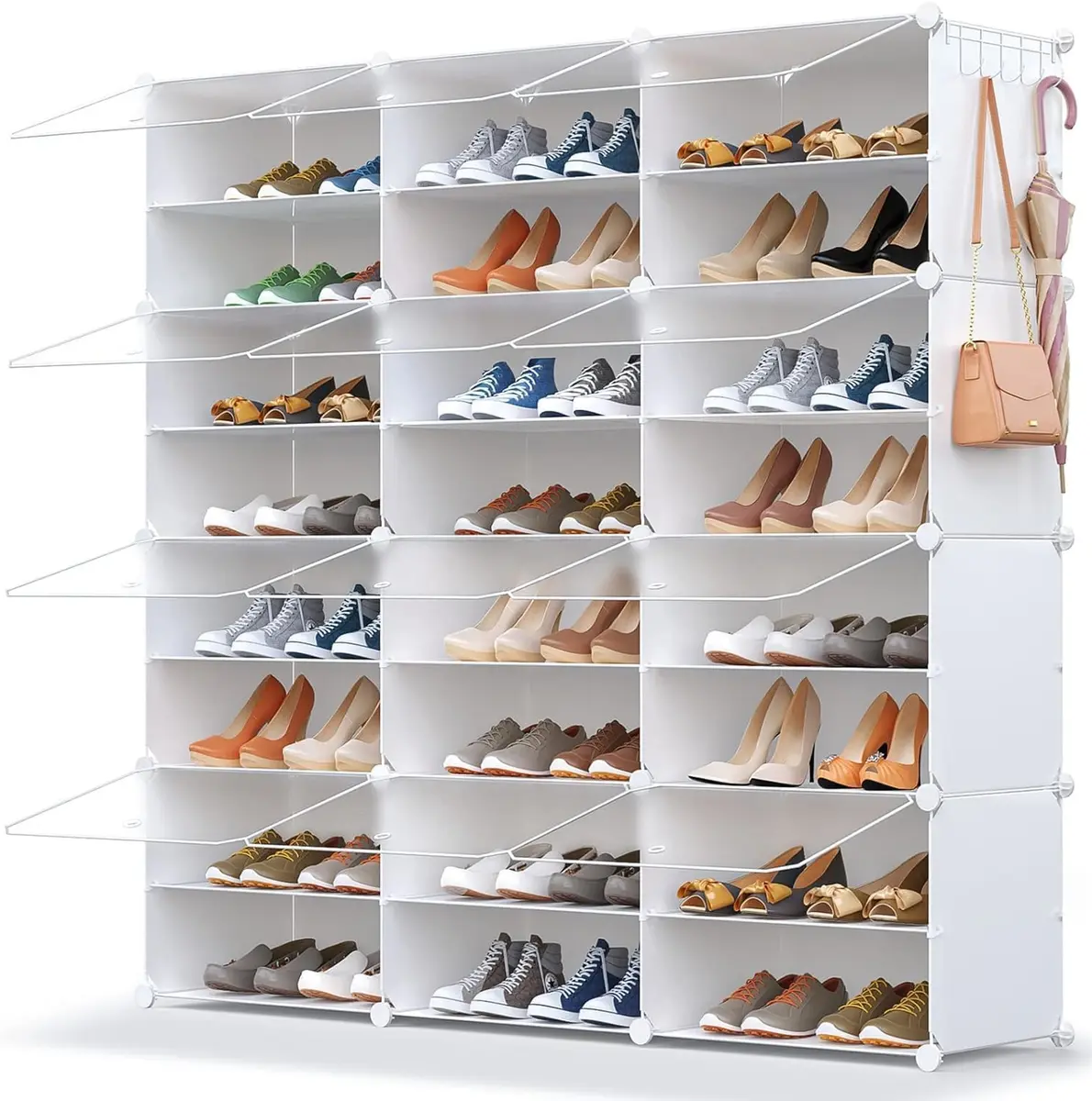 HOMICKER Shoe Storage 48 Pairs | Large Closet Shoe Rack with Door, Modern Polypropylene, 48x12.5x48 inches - main product image