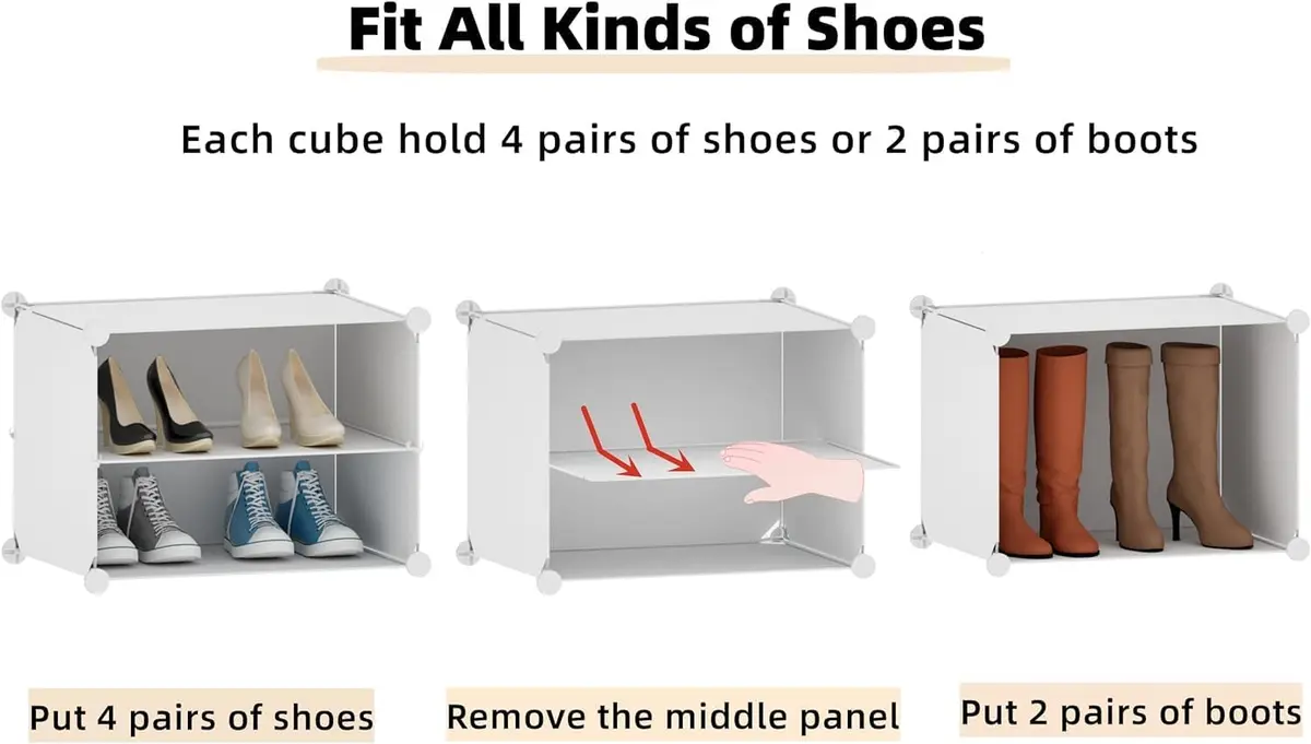 HOMICKER Shoe Storage 48 Pairs | Large Closet Shoe Rack with Door, Modern Polypropylene, 48x12.5x48 inches - view 4