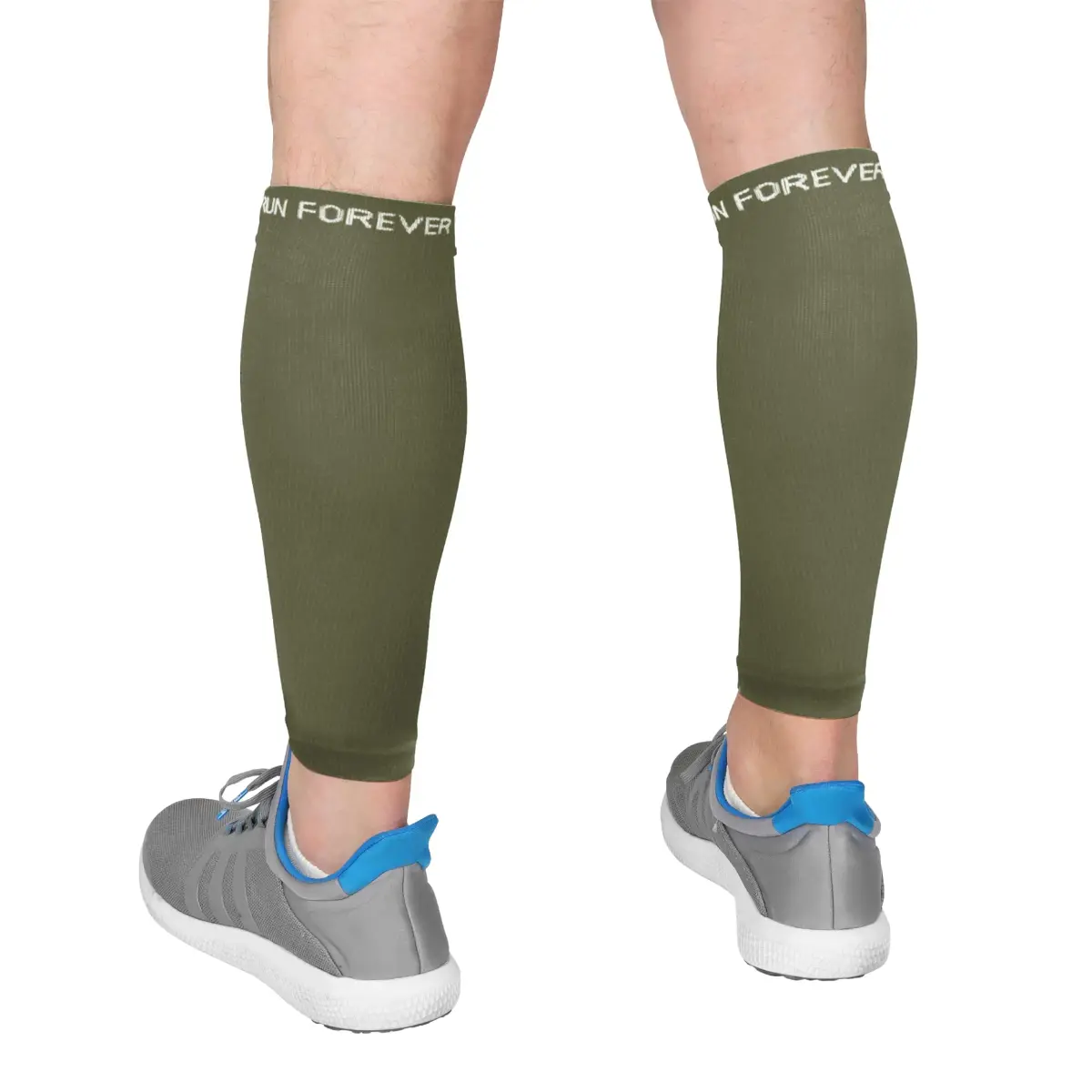 Run Forever Army Green Medium Calf Compression Sleeve | 20-30mmHg Graduated Compression for Pain Relief & Recovery - main product image