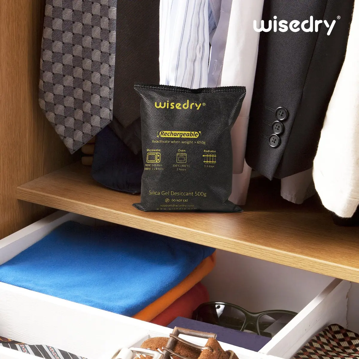 wisedry 10 x 500g Rechargeable Silica Gel Car Dehumidifier | Fast Reactivated Moisture Absorber for Large Spaces - view 5