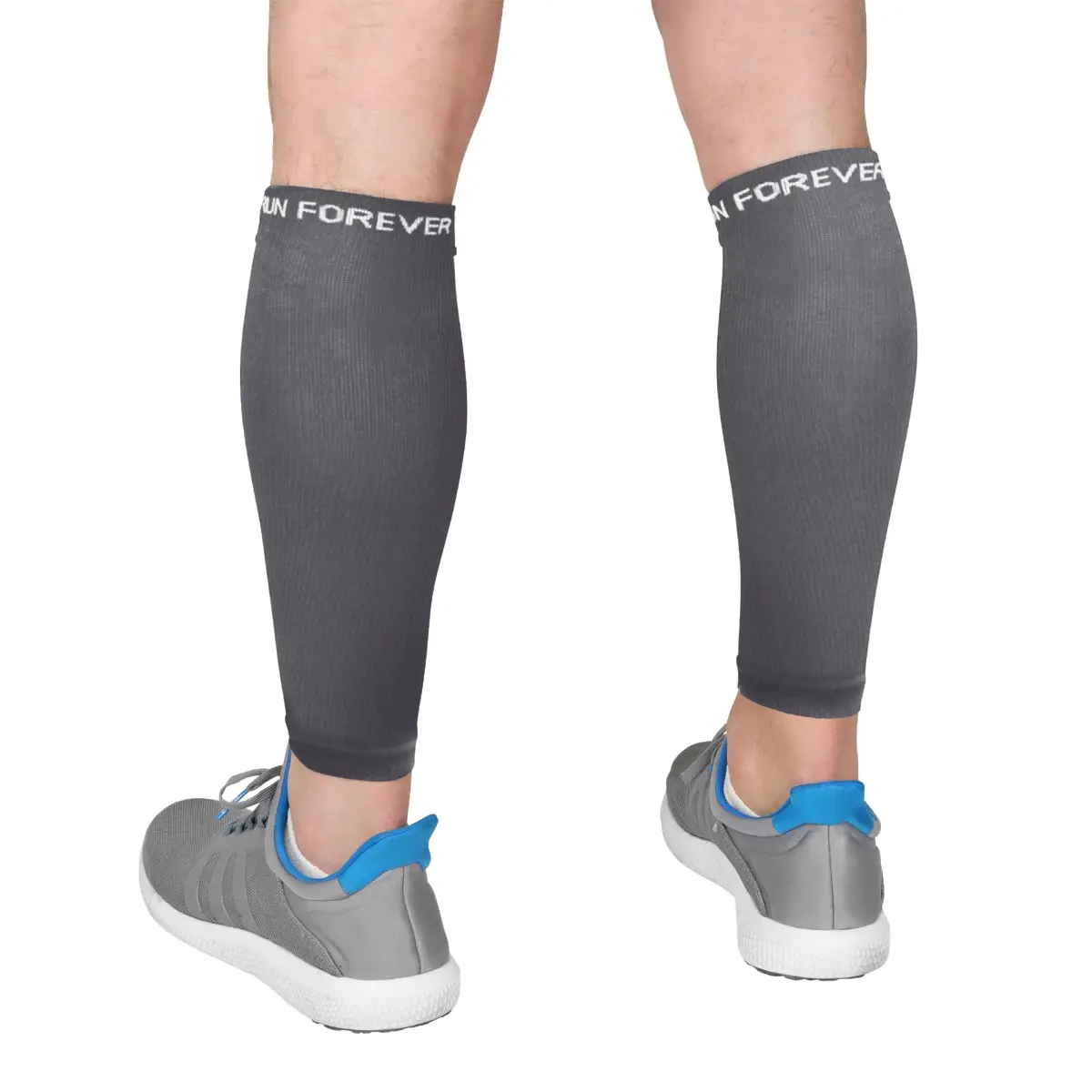 Run Forever Graphite Grey Medium Calf Compression Sleeve | 20-30mmHg Graduated Compression for Pain Relief & Recovery - main product image