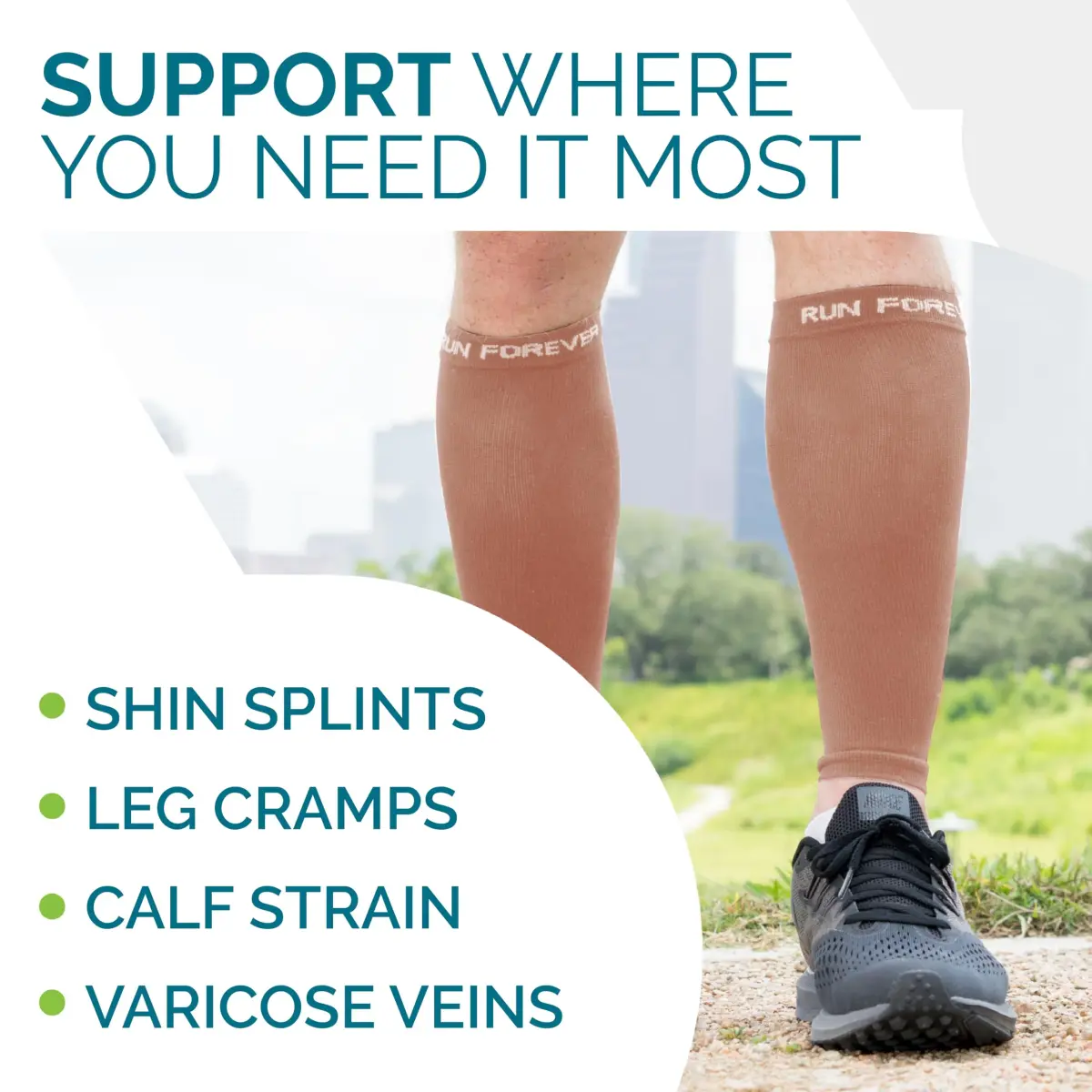 Run Forever Calf Compression Sleeve X-Large Espresso | 20-30mmHg Graduated Compression for Pain Relief - view 5