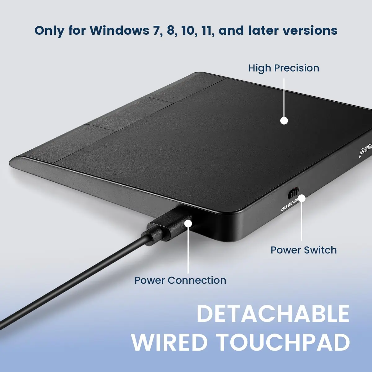 Perixx PERIPAD-506 Wired USB Touchpad – Slim Detachable Design for Desktop & Laptop – 5.31x4.57x0.55 Inches – Black - view 4