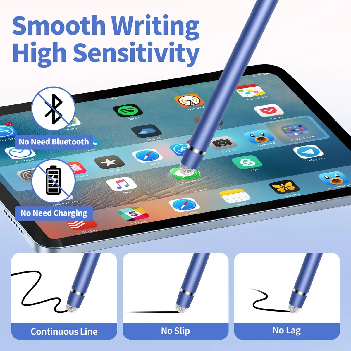 YITIAOXIAOYU 5 Pack Stylus Pen for Touchscreen, Dual Ended Fiber Tip | Precise, Durable & Compatible with iPad, Samsung, Pixel - view 4