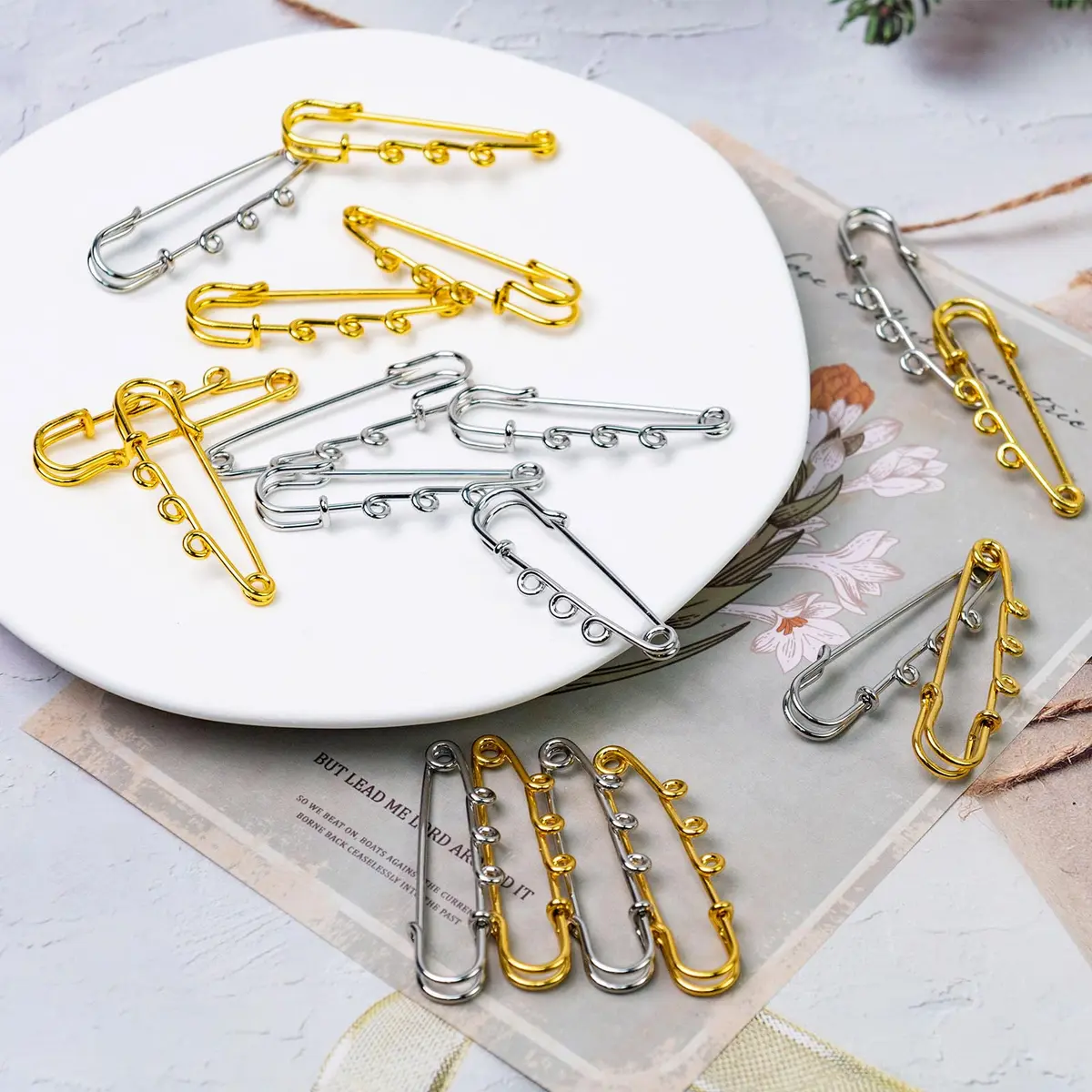 Koceci Heavy Duty Safety Pins 50PCS | Durable Metal Brooch Pins with Loops for Crafts & Clothing - view 6