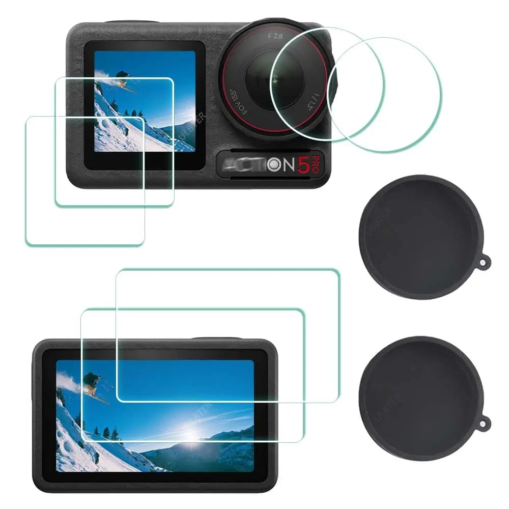 ULBTER Screen Protector for DJI OSMO Action 5 Pro + Lens Cap Cover | 9H Tempered Glass, Bubble-Free, HD Clarity - main product image